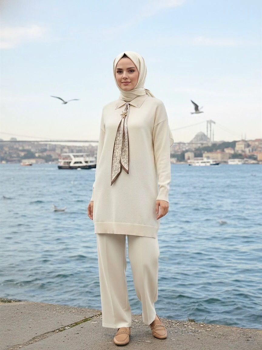 FULARLI TRİKO TUNİK