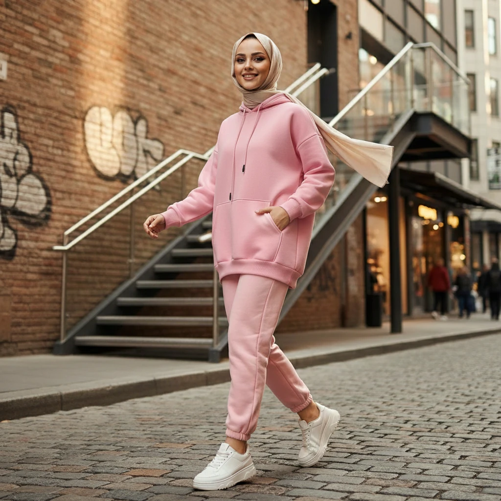 Oversize Kapüşonlu Sweat Takım