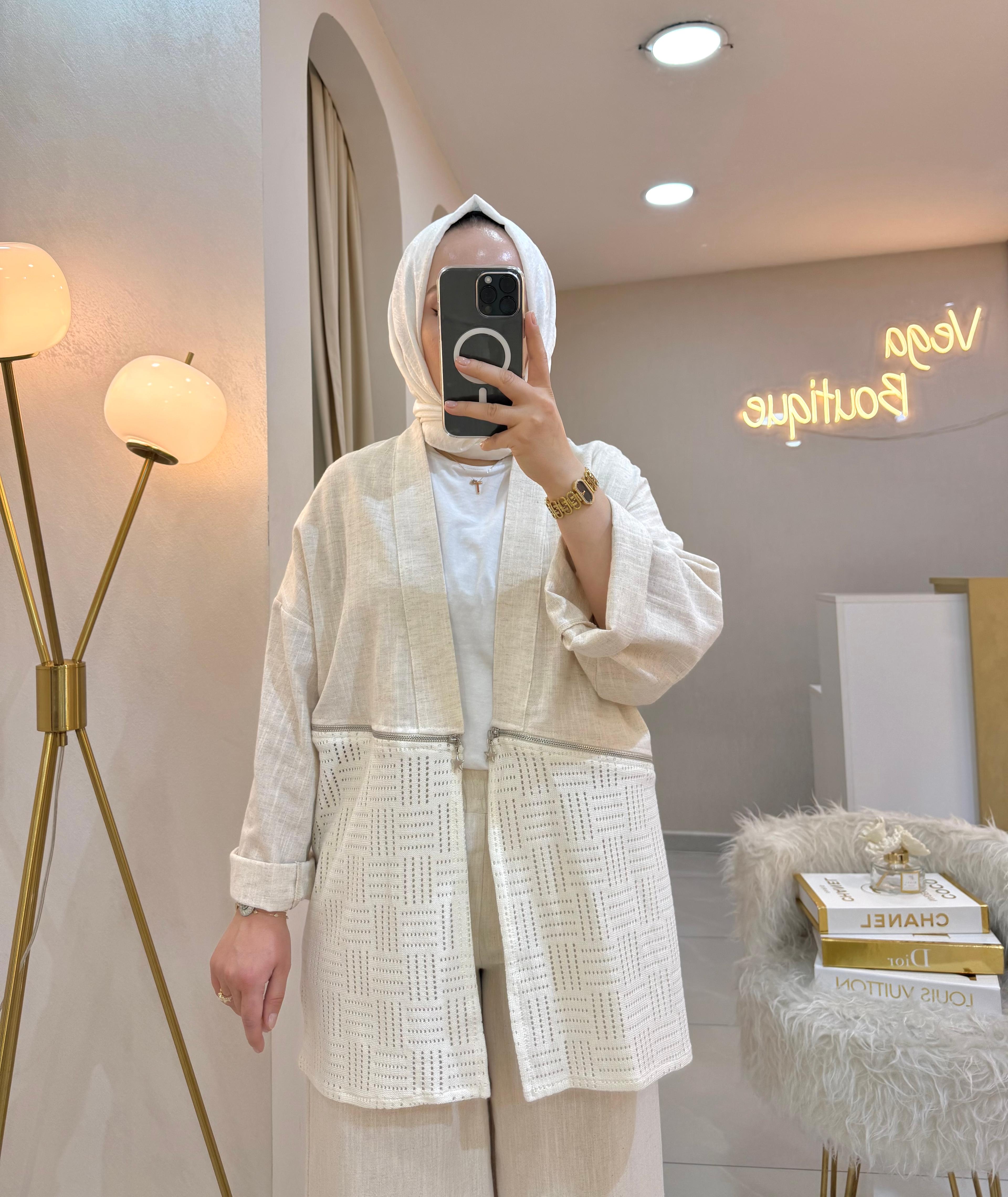 Güpürlü Kimono Keten Takım