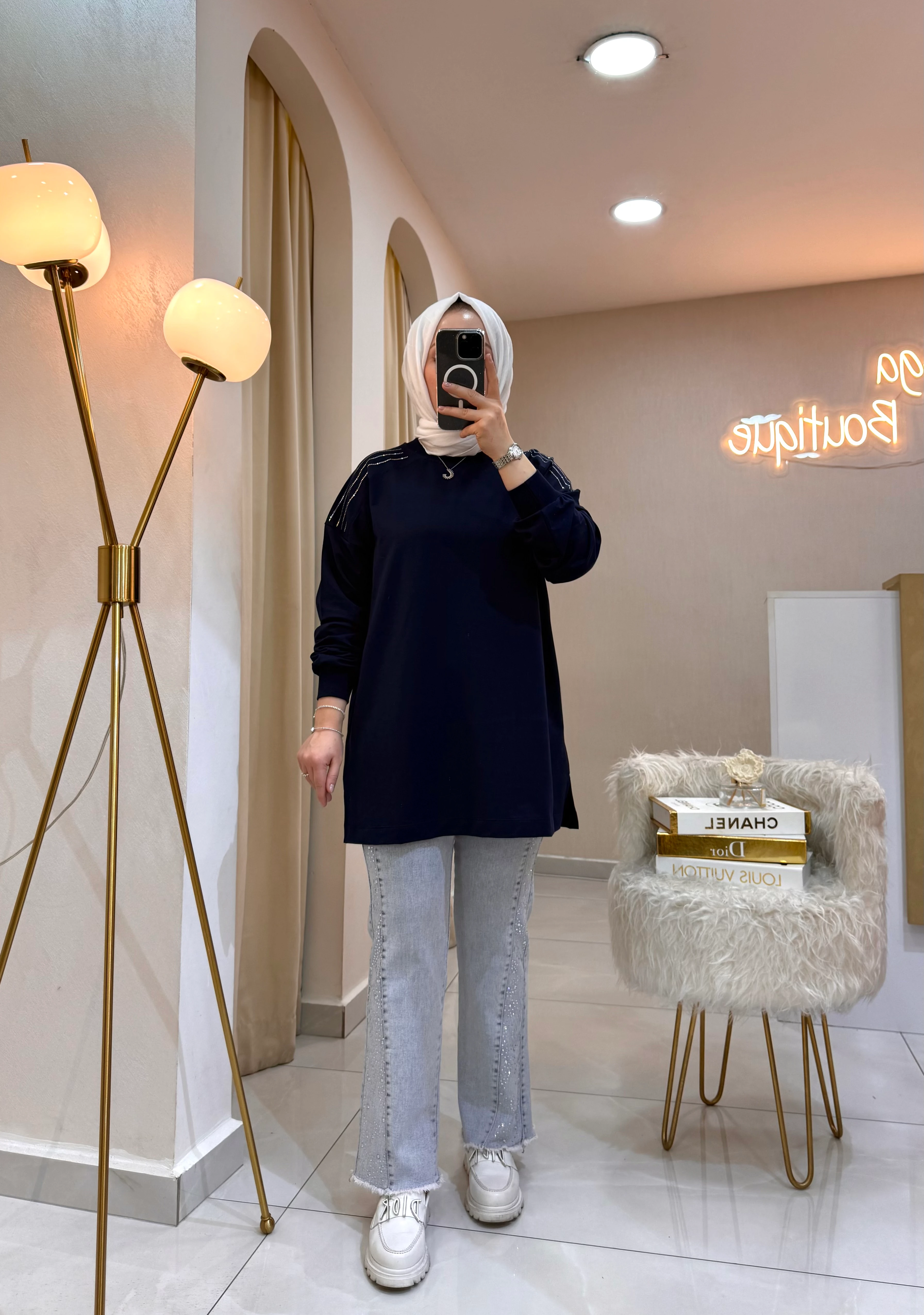 Omzu Taşlı Sweat Laci