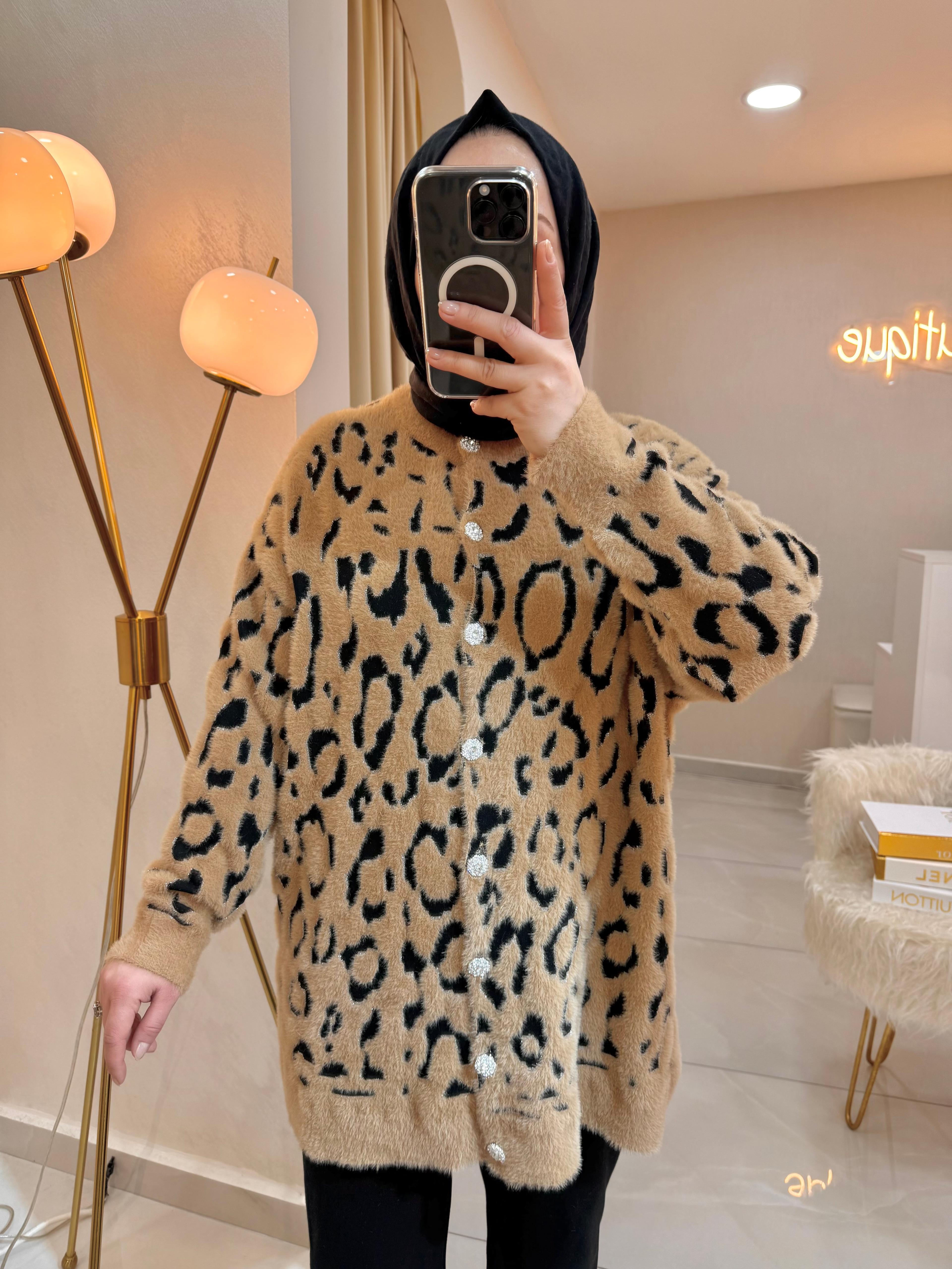Sim Detaylı Leopar Hırka