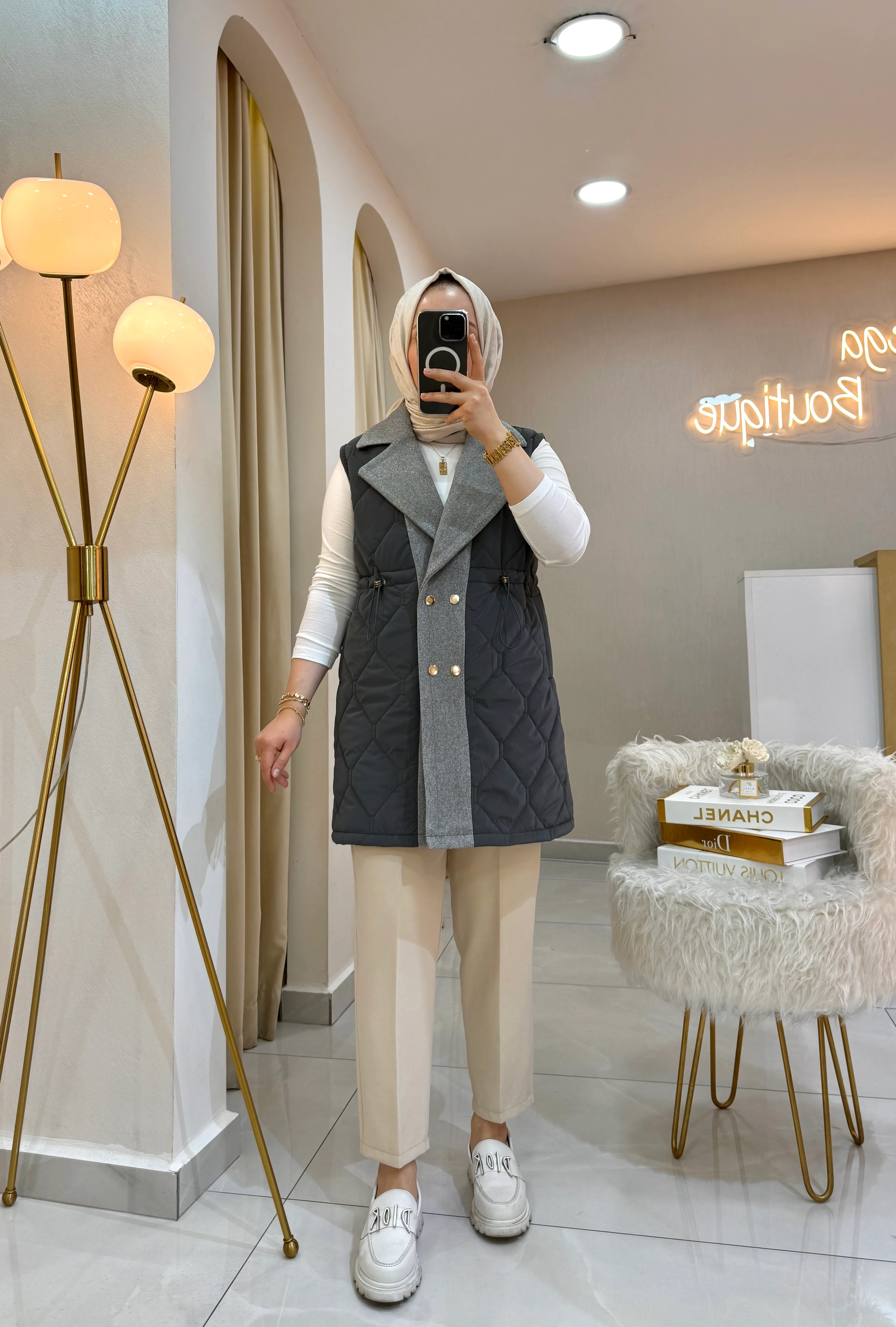 Capitone Şişme Yelek Füme