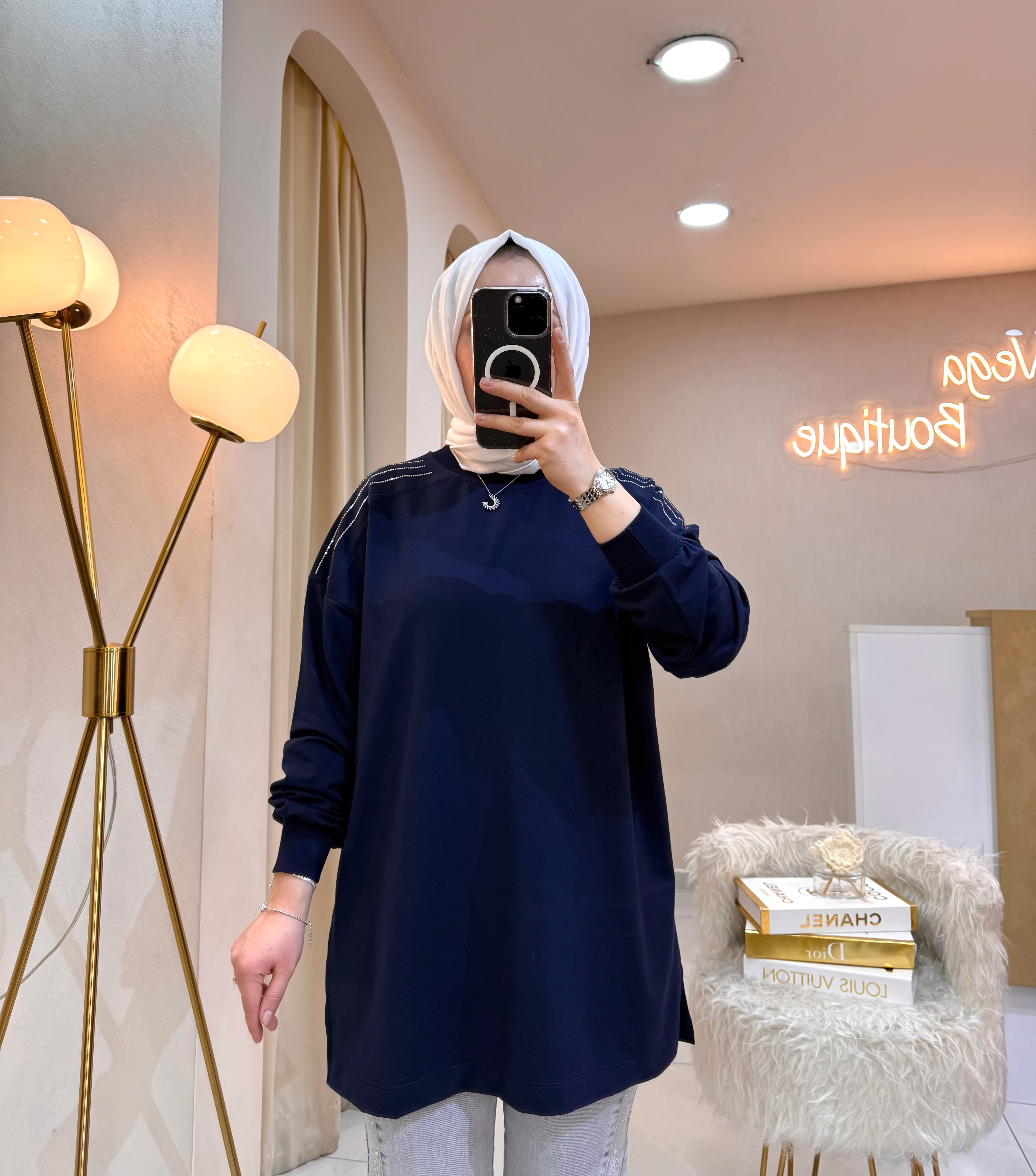 Omzu Taşlı Sweat Laci