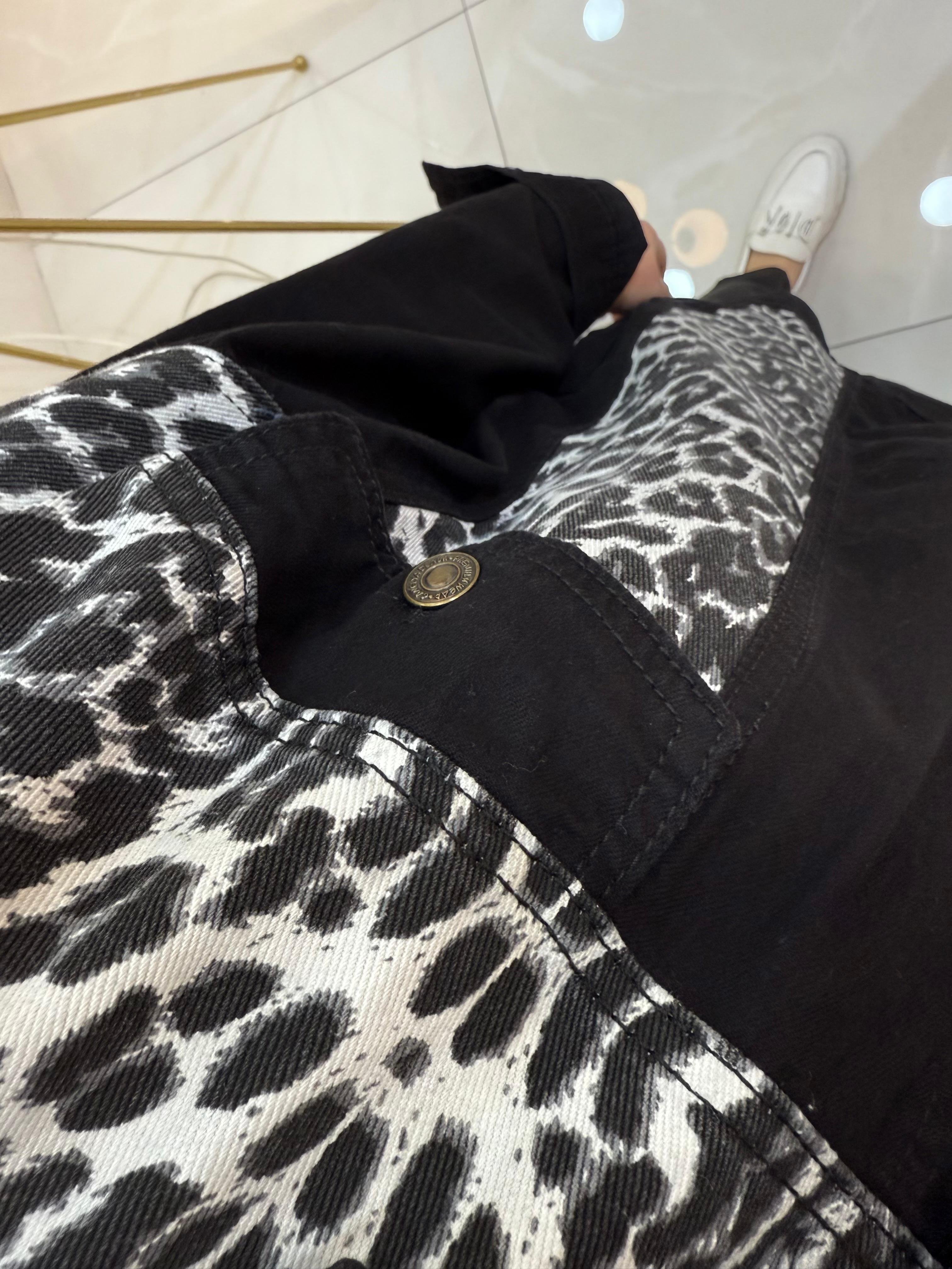 Leoparlı Kot Ceket