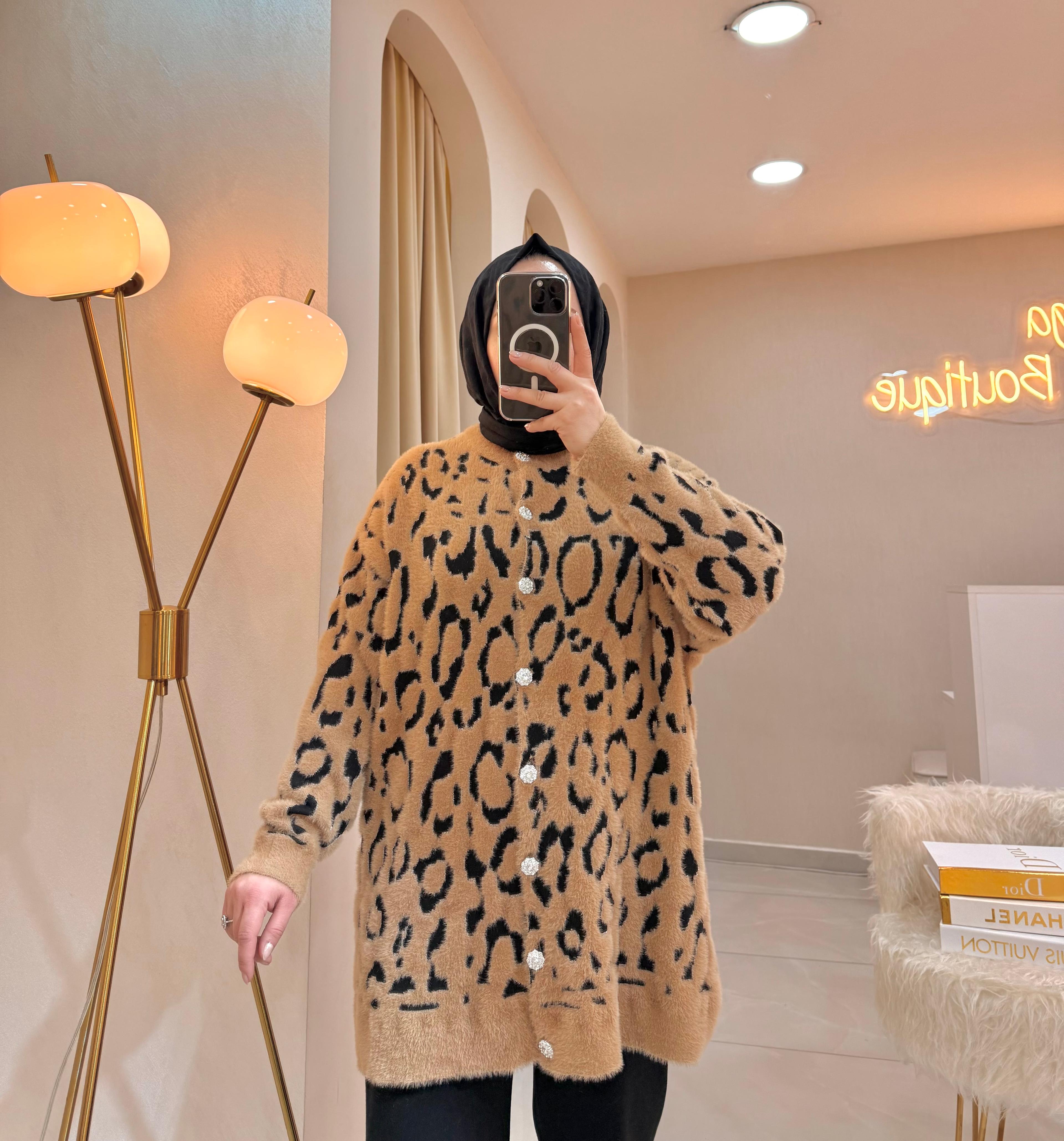 Sim Detaylı Leopar Hırka