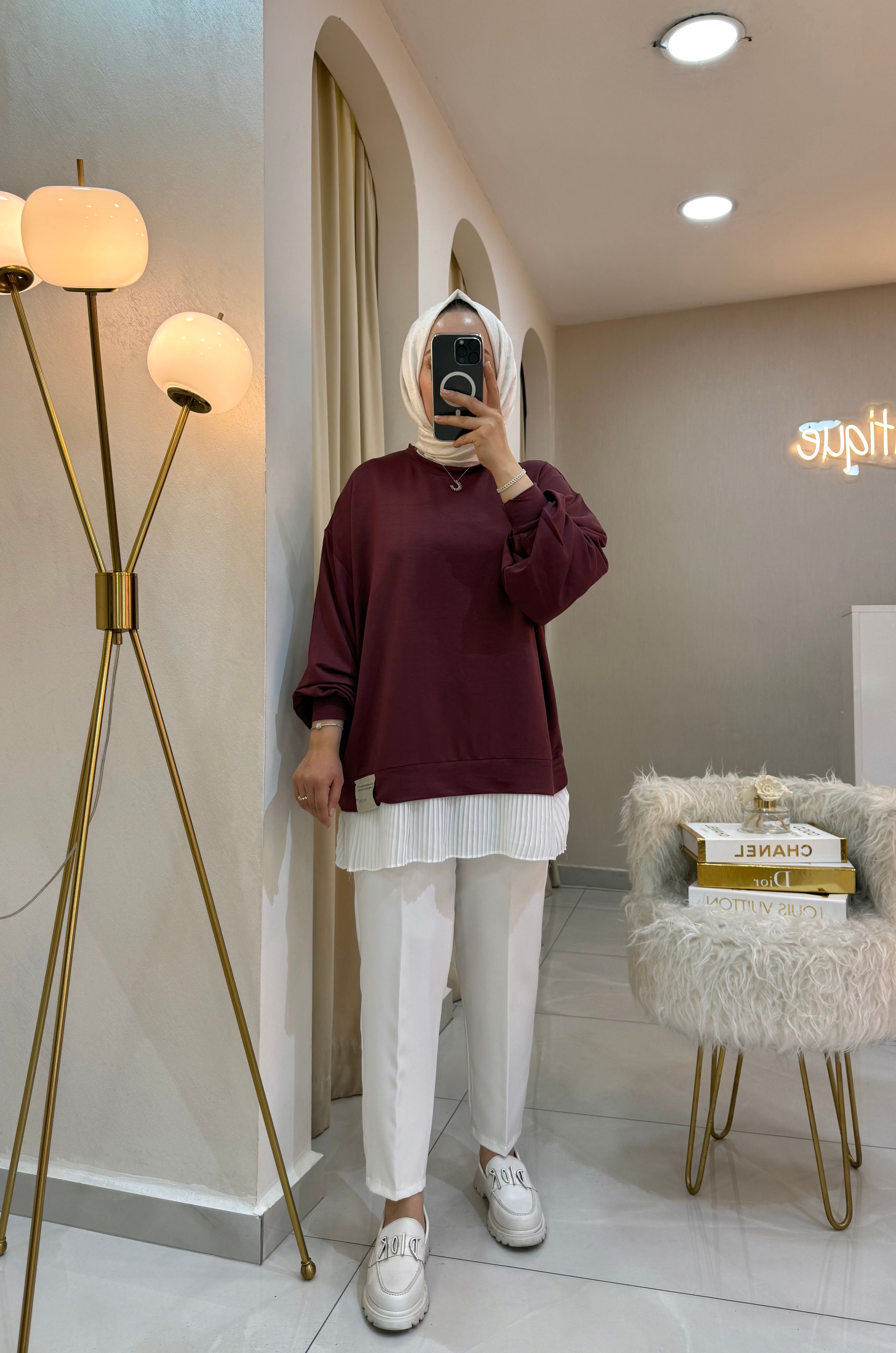 Pileli Sweat Bordo