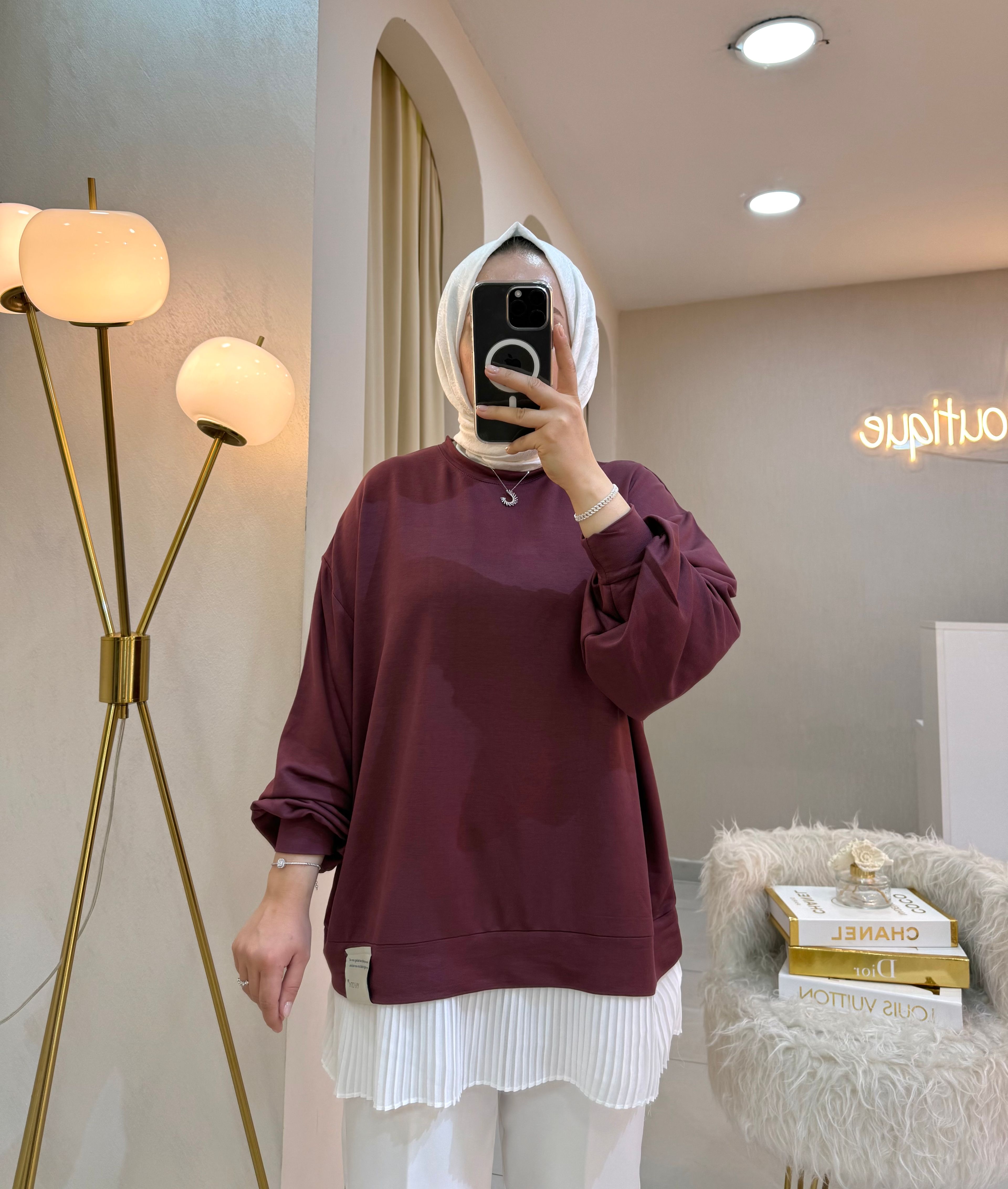 Pileli Sweat Bordo