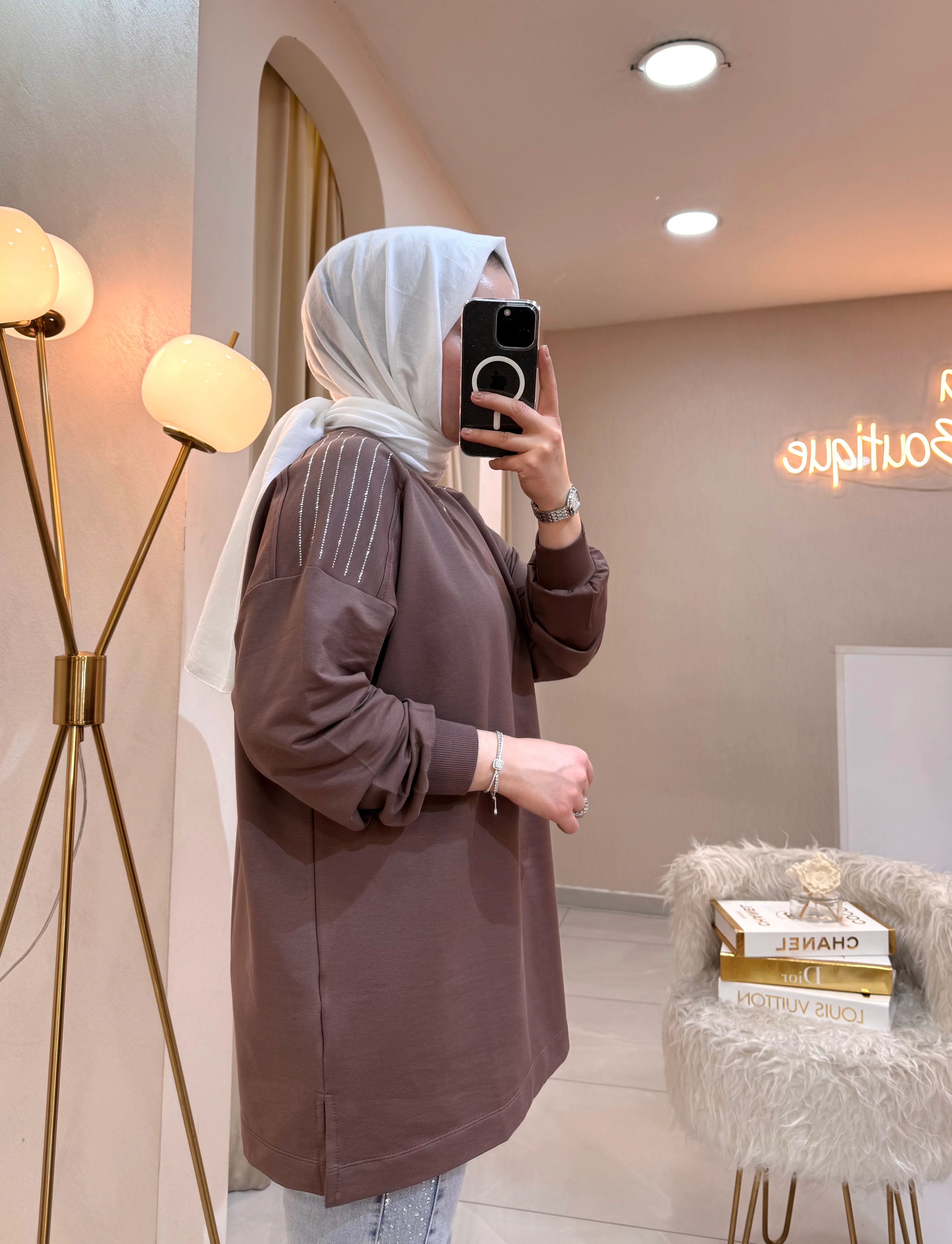 Omzu Taşlı Sweat Toprak