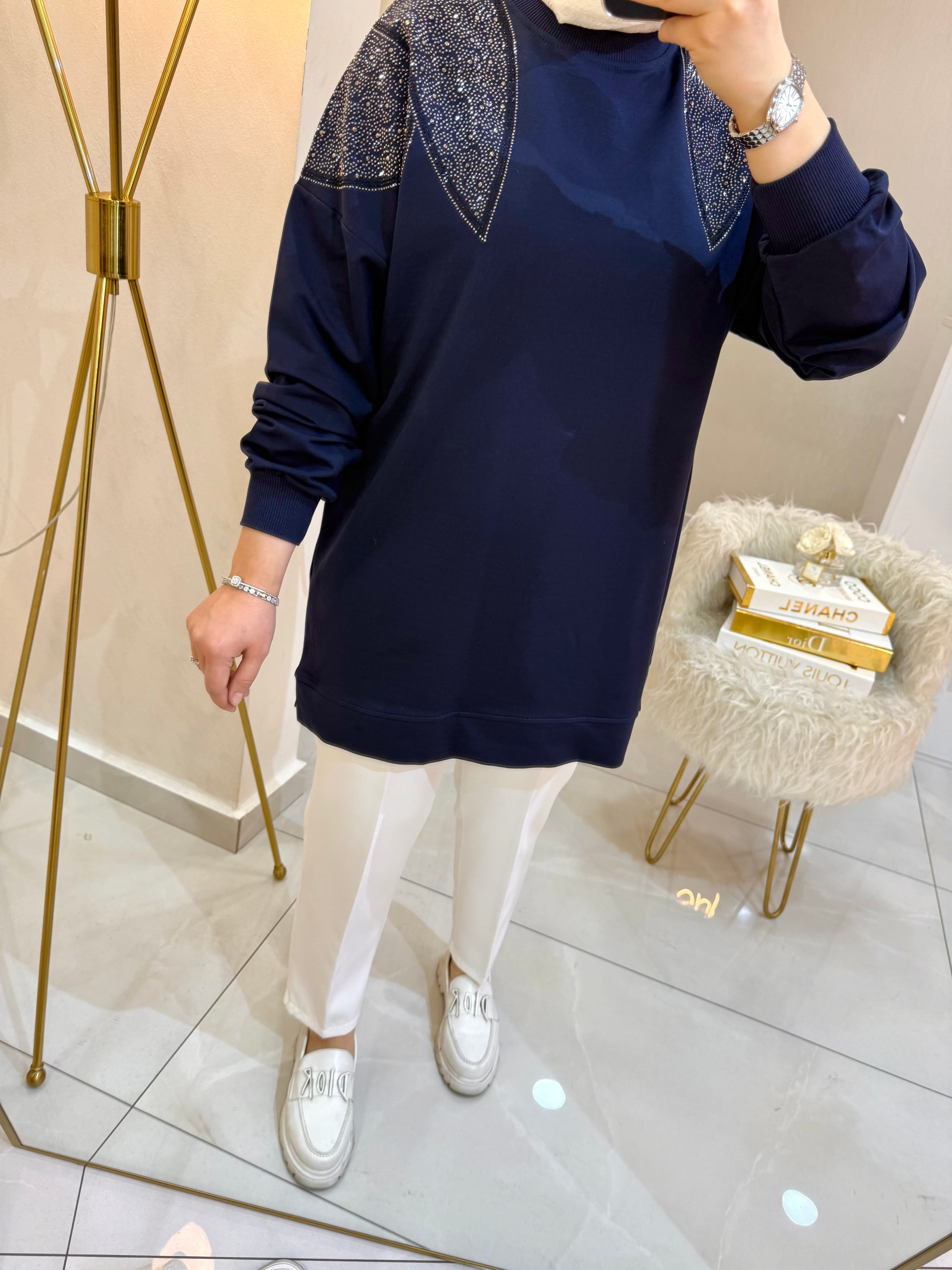 Omzu Taşlı Sweat Laci
