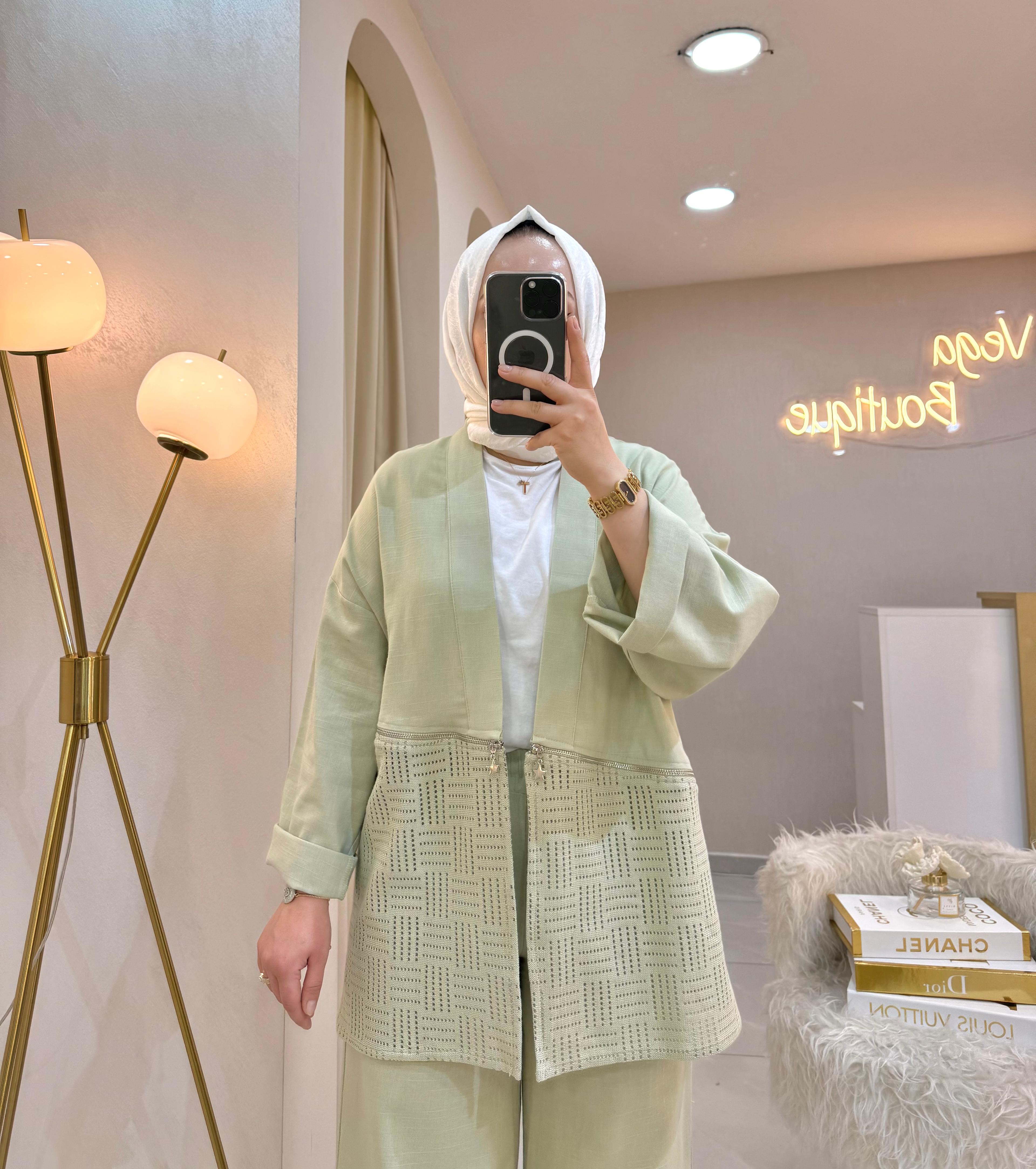 Güpürlü Kimono Keten Takım