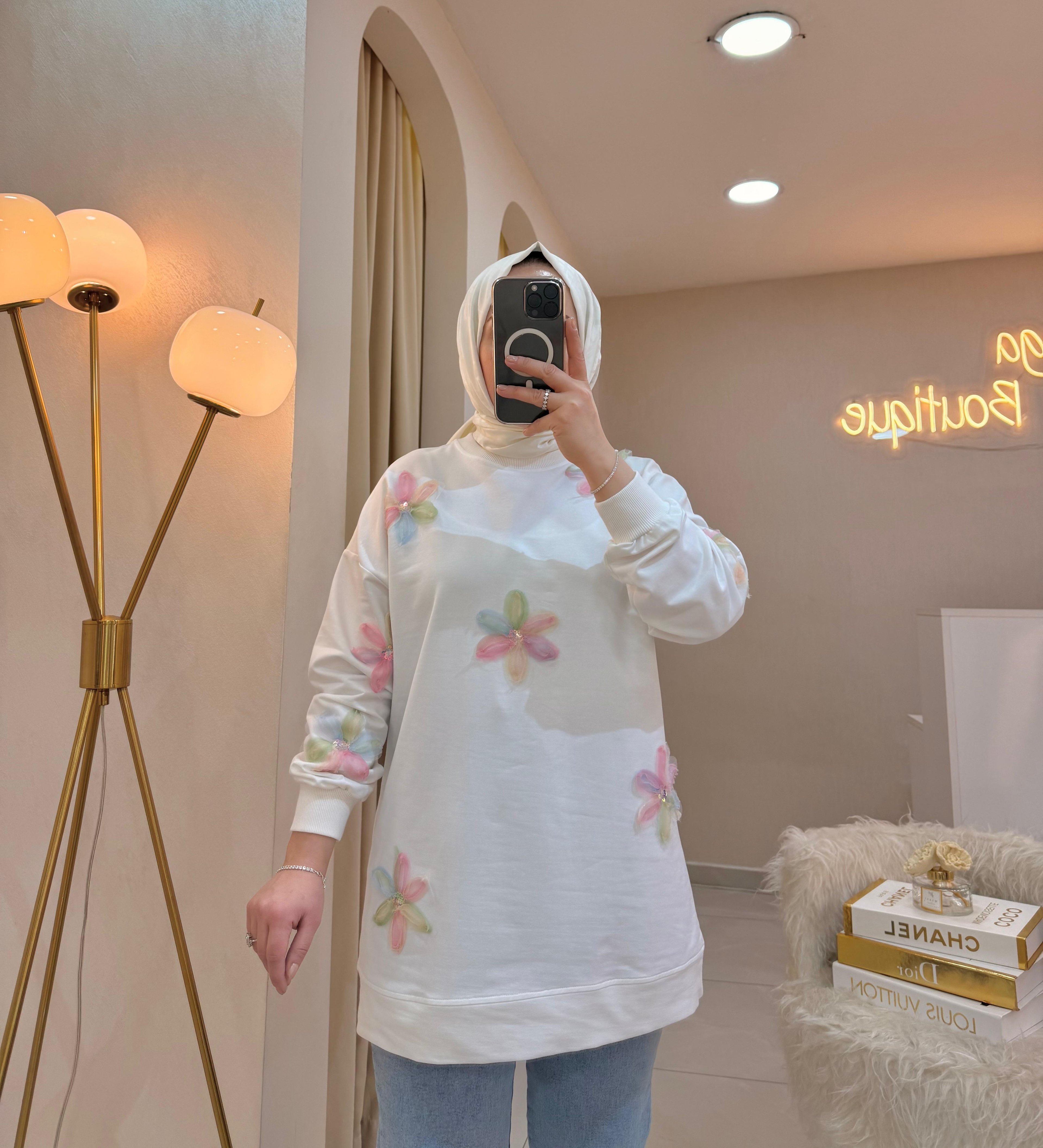 Serpme Çiçekli Sweat
