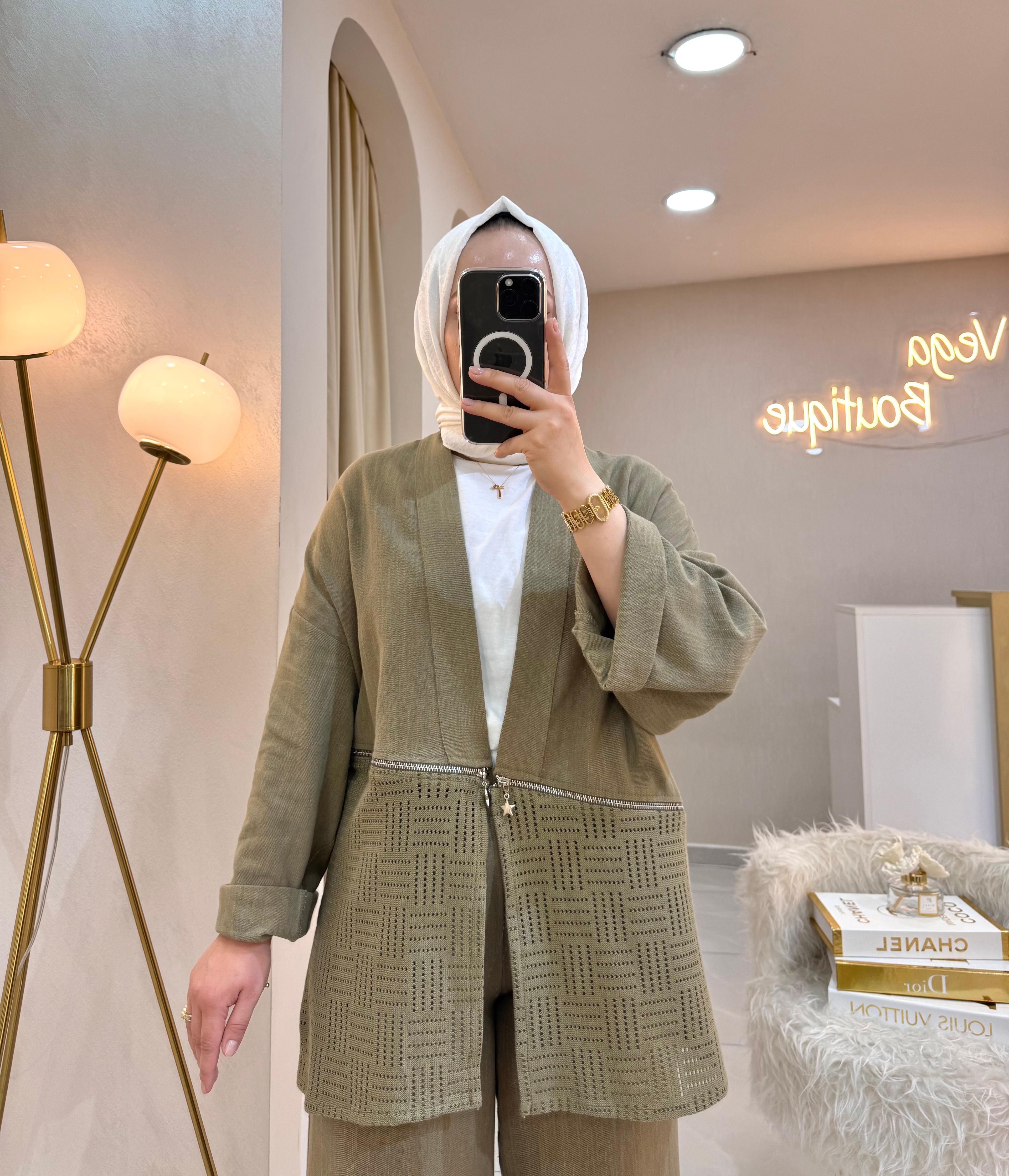Güpürlü Kimono Keten Takım