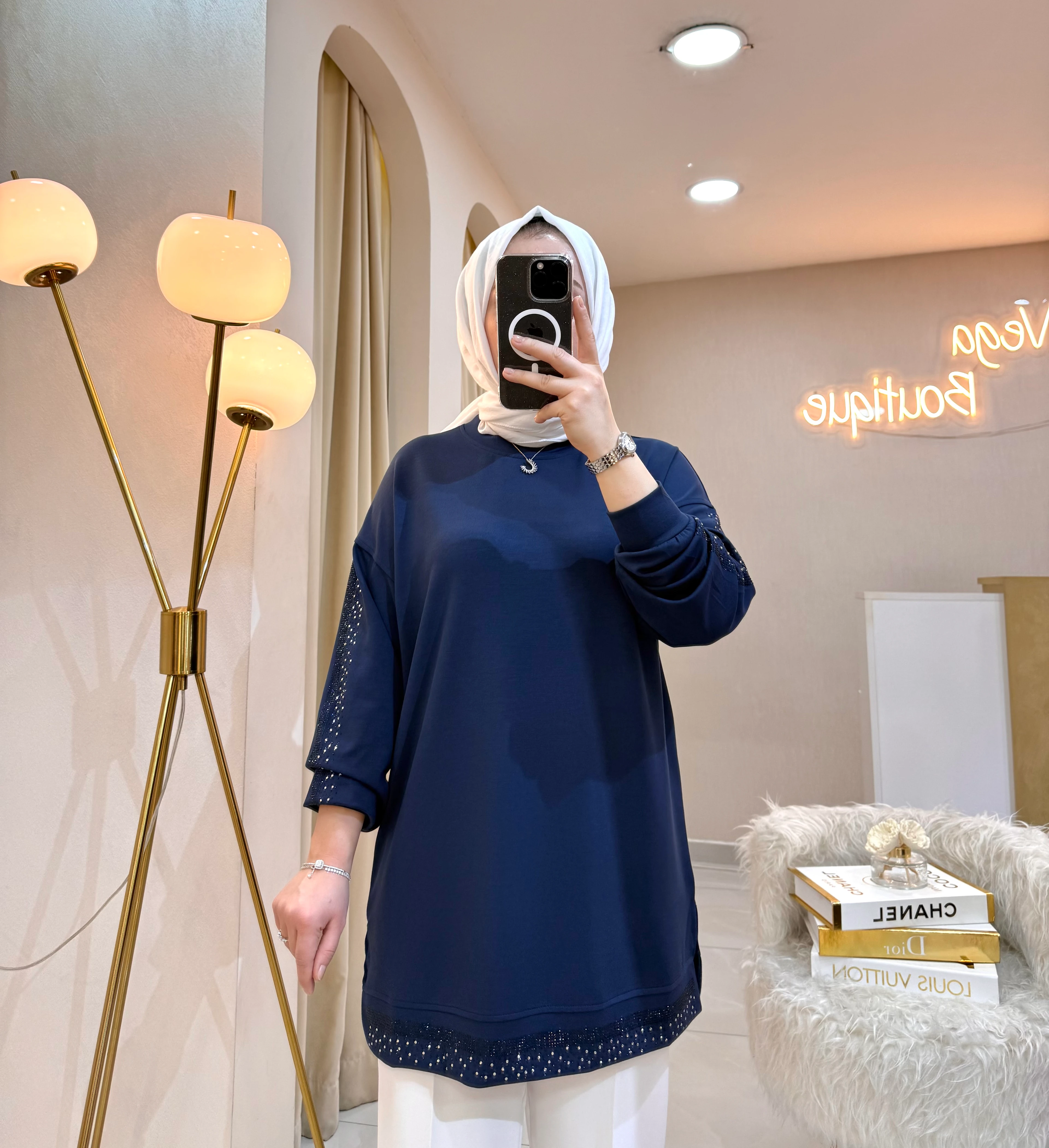 Sıra Taşlı Sweat Laci