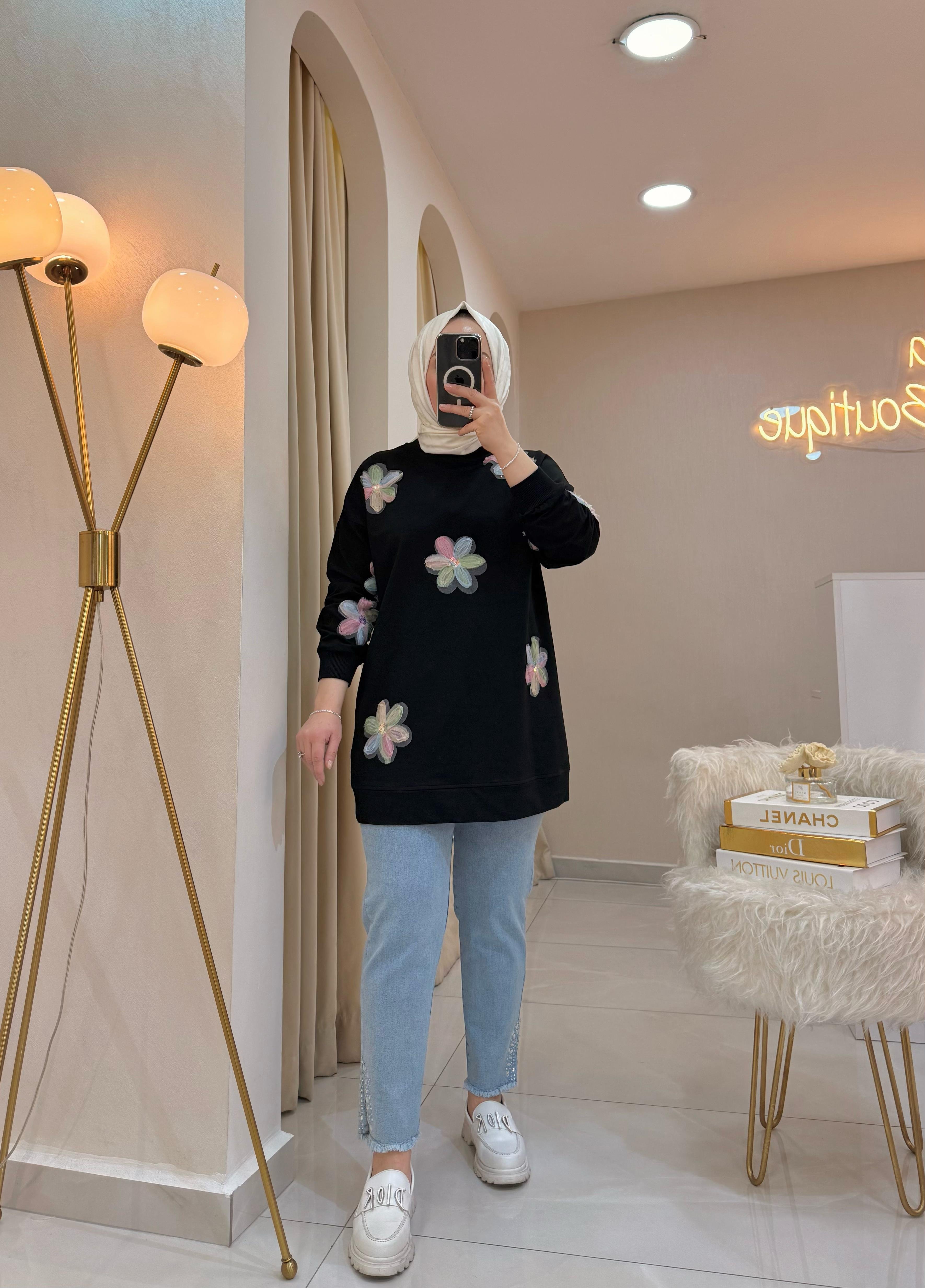 Serpme Çiçekli Sweat