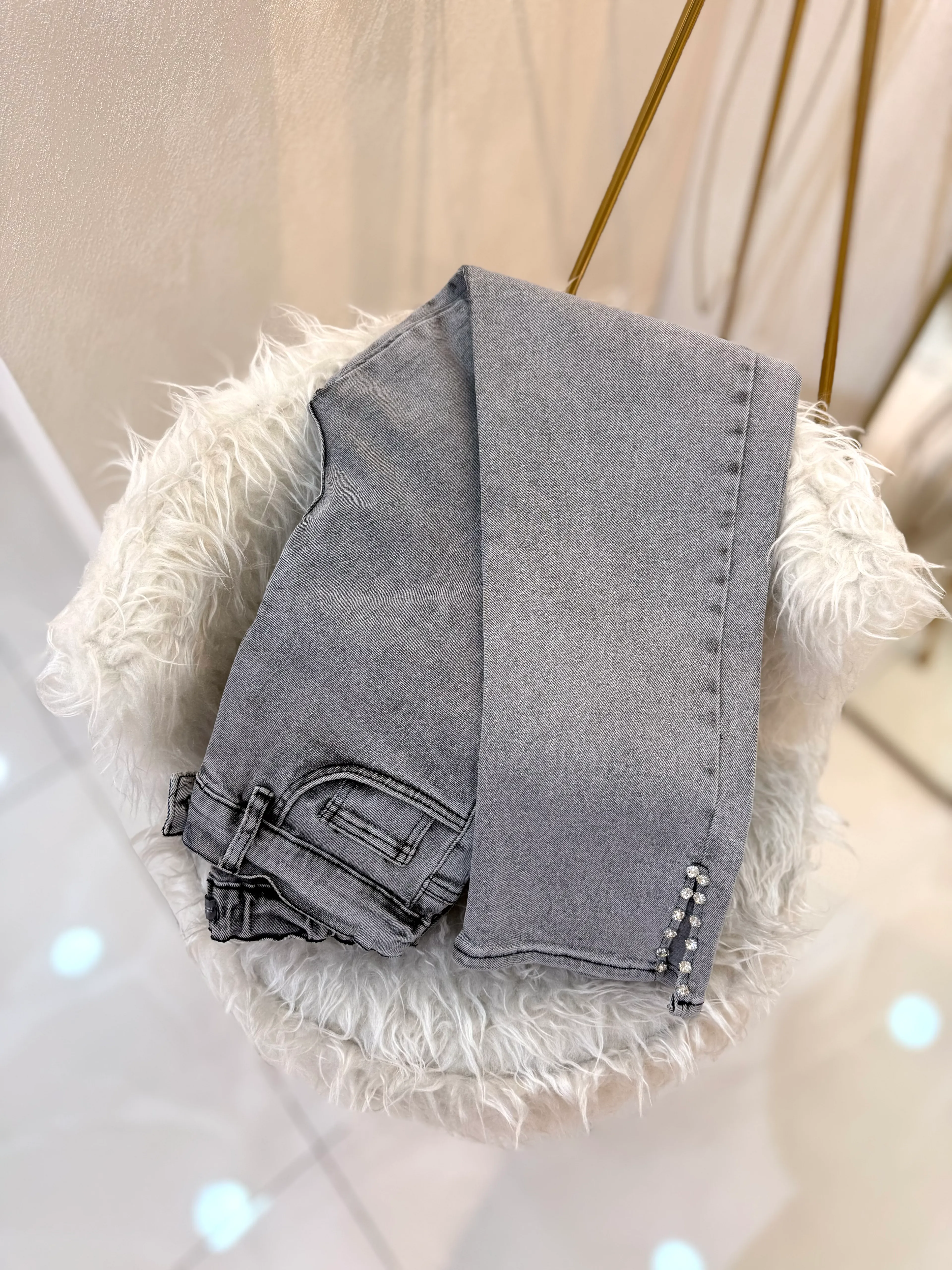 Yırtmaç Taşlı Jean Füme