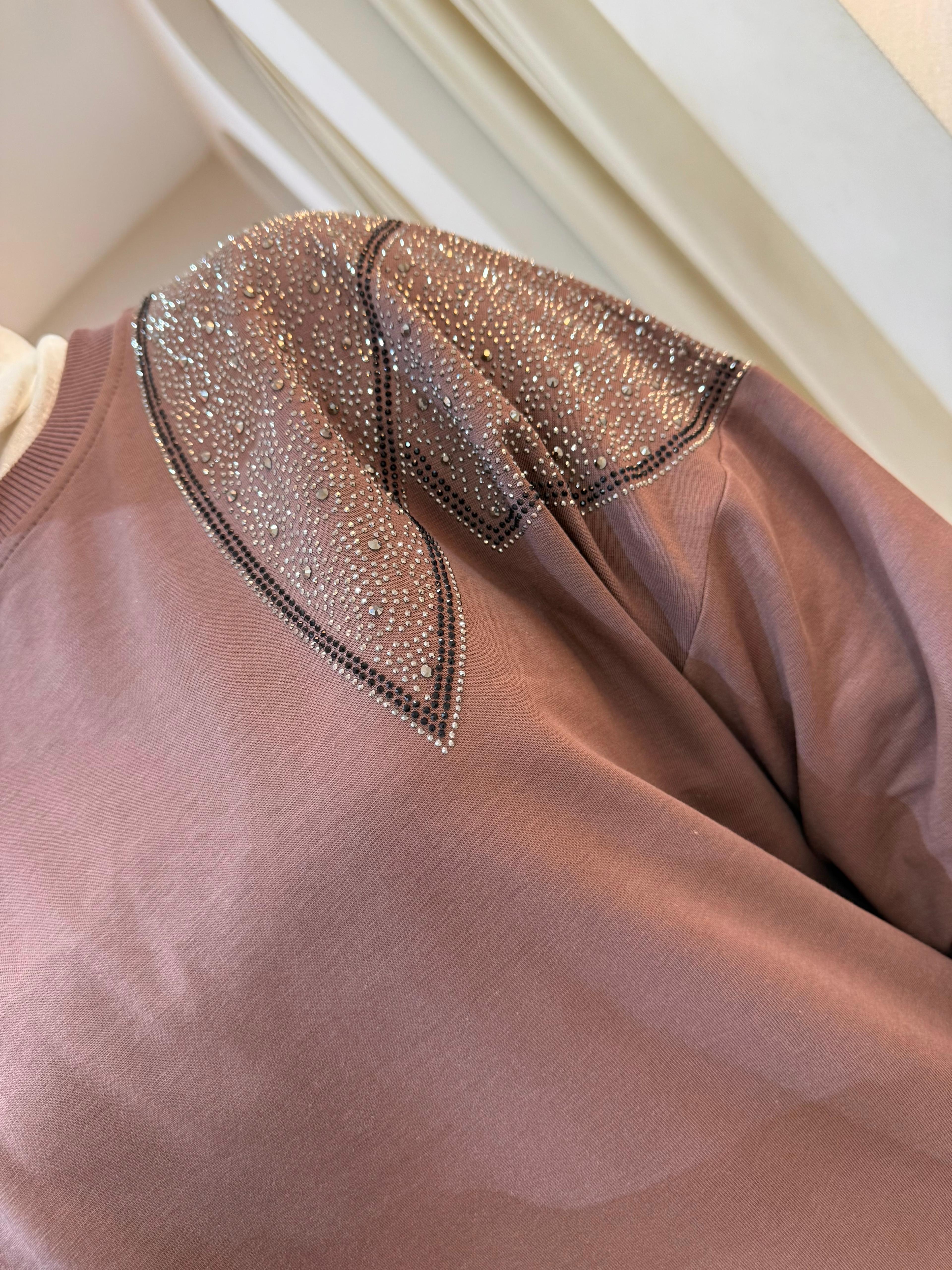 Omzu Taşlı Sweat Kahve
