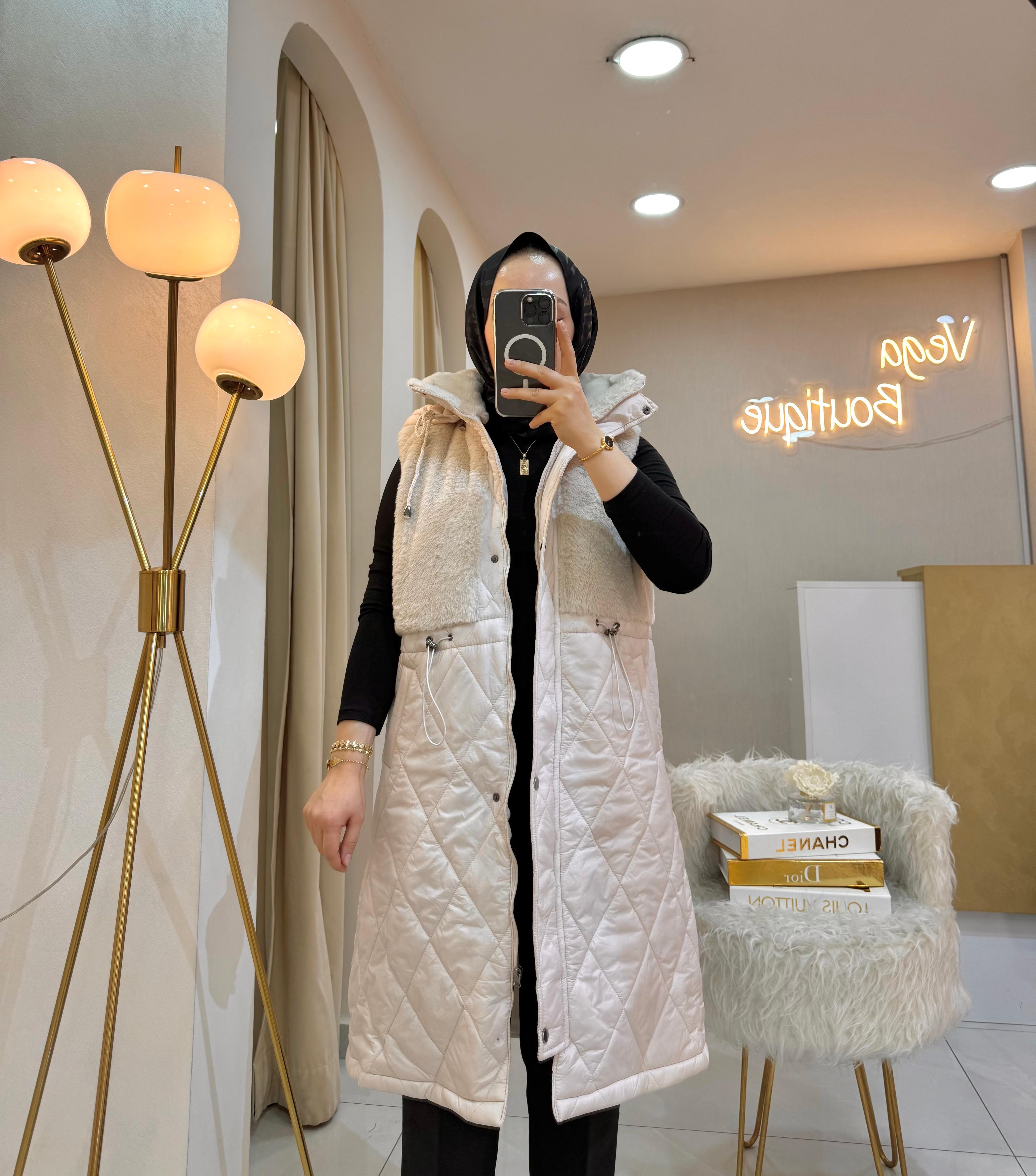 Peluş Detay Şişme Yelek Taş