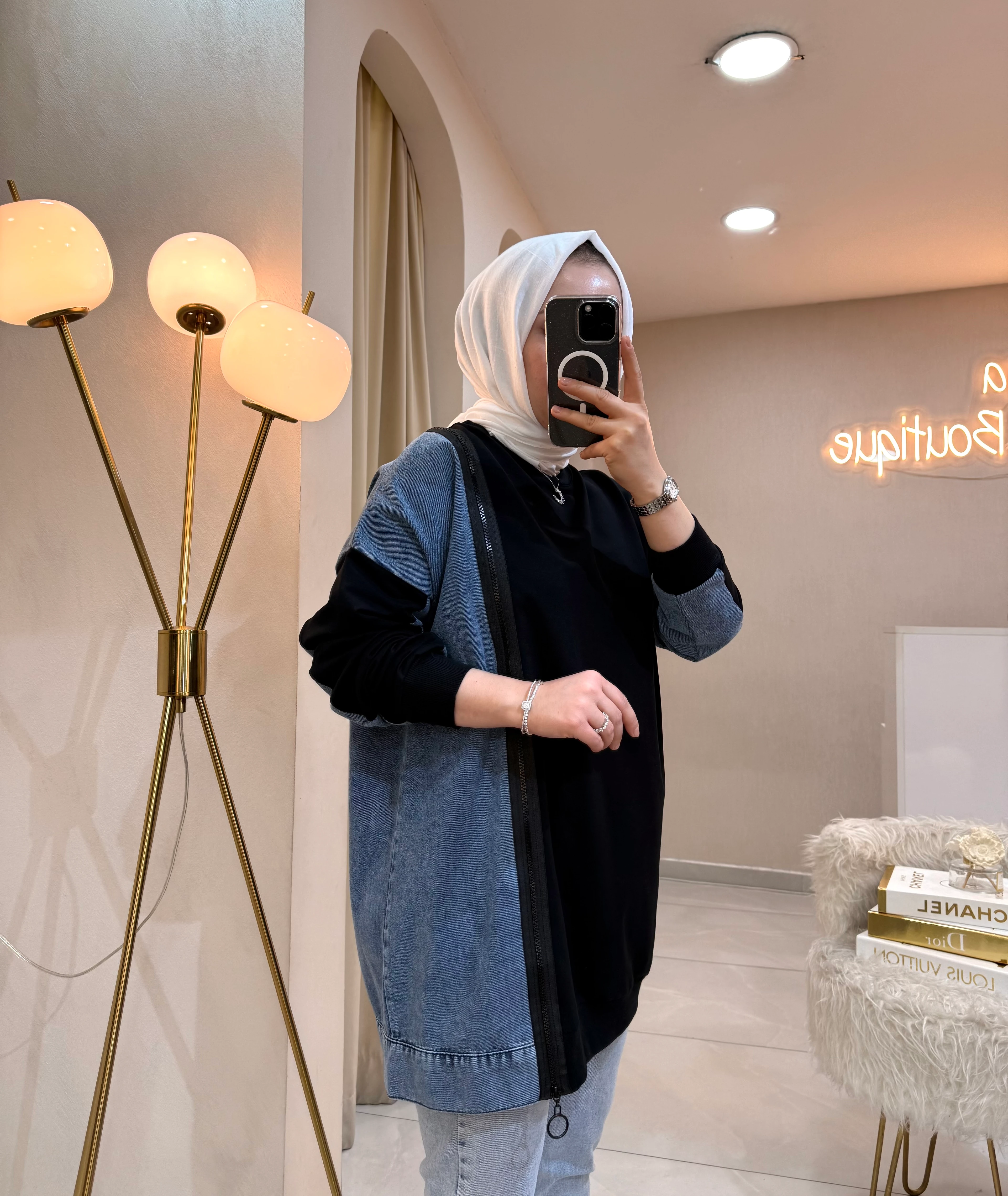 Kot Detaylı Sweat Siyah