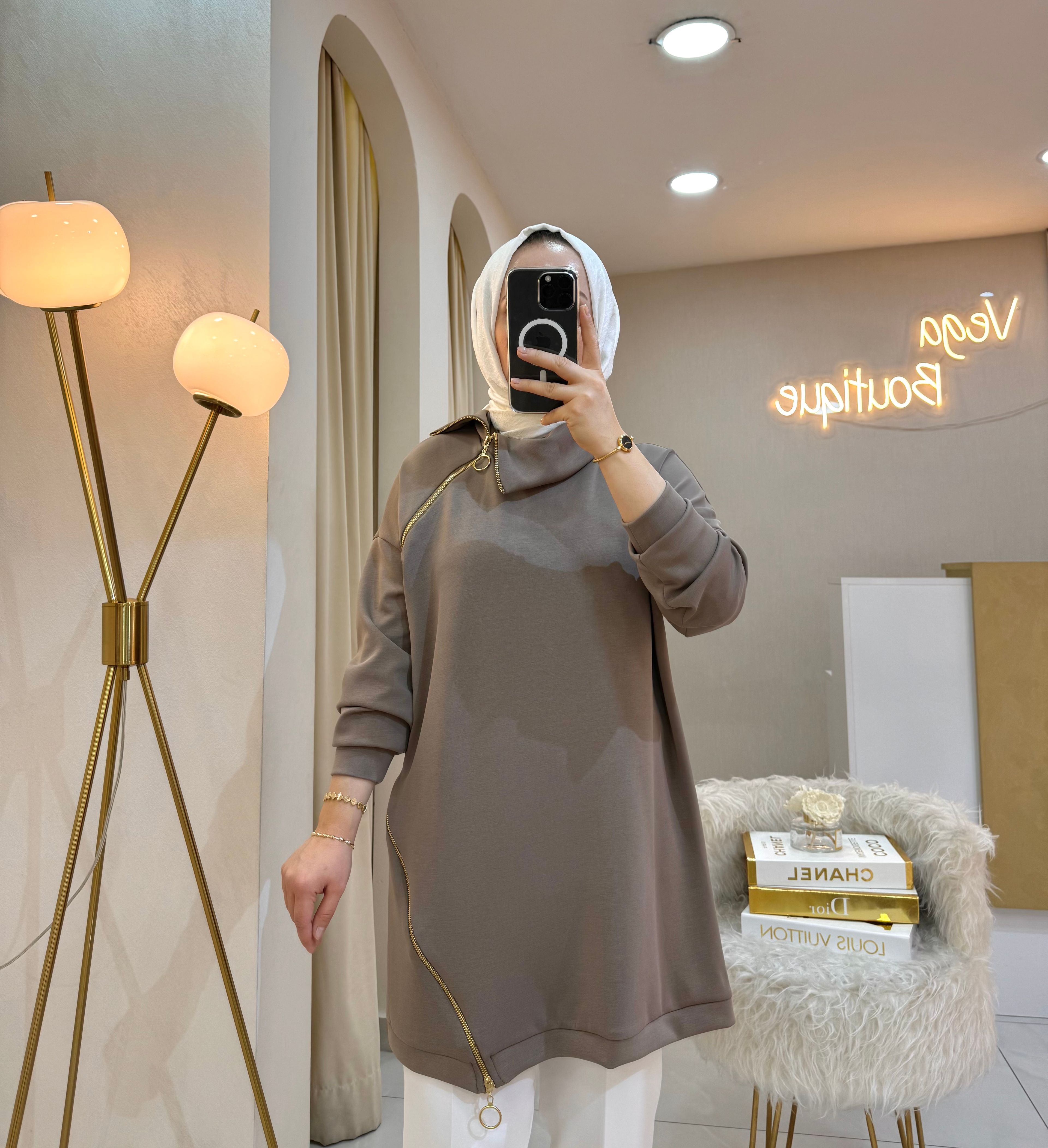 Yaka Detaylı Tunik Kahve