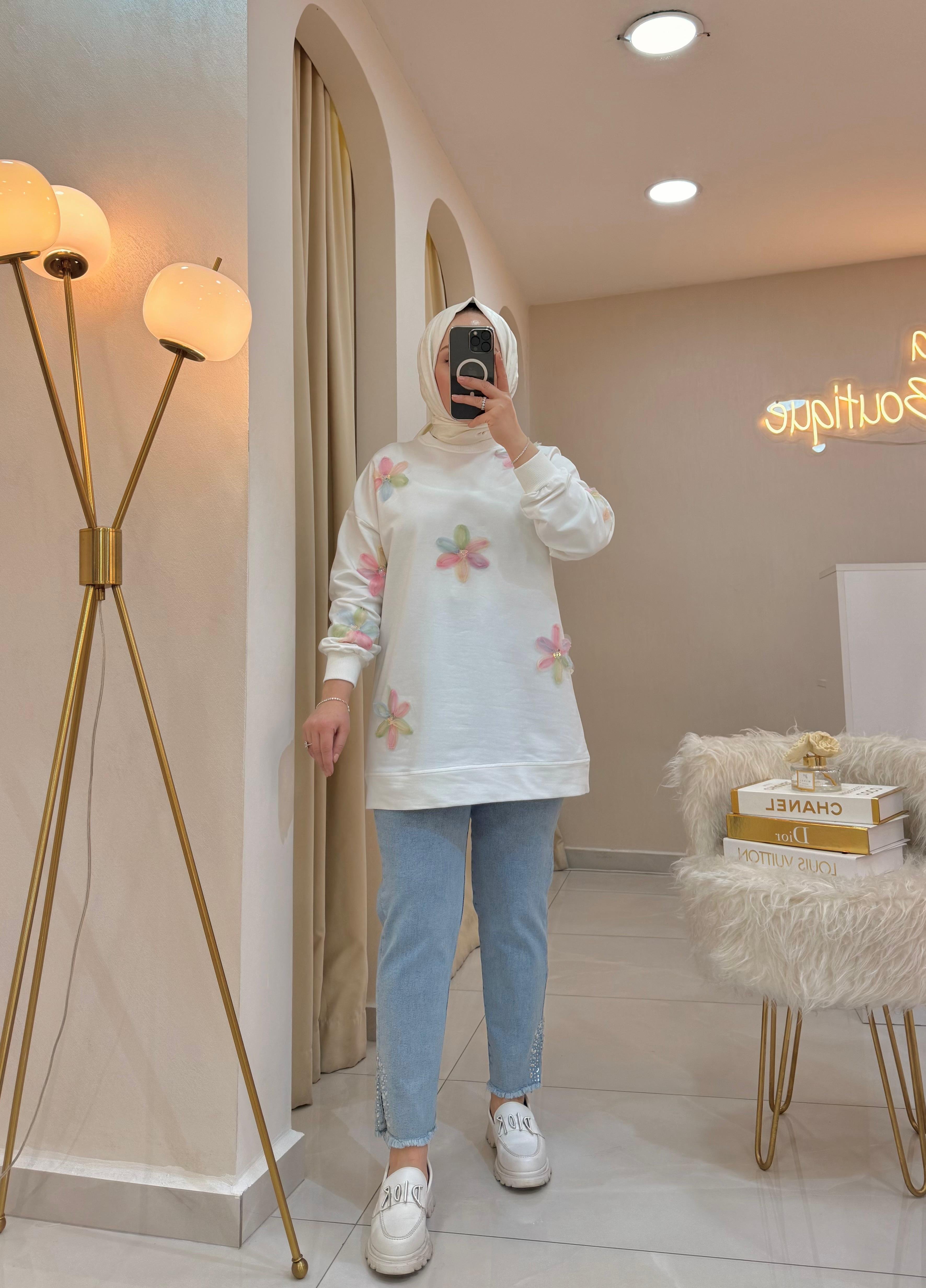 Serpme Çiçekli Sweat
