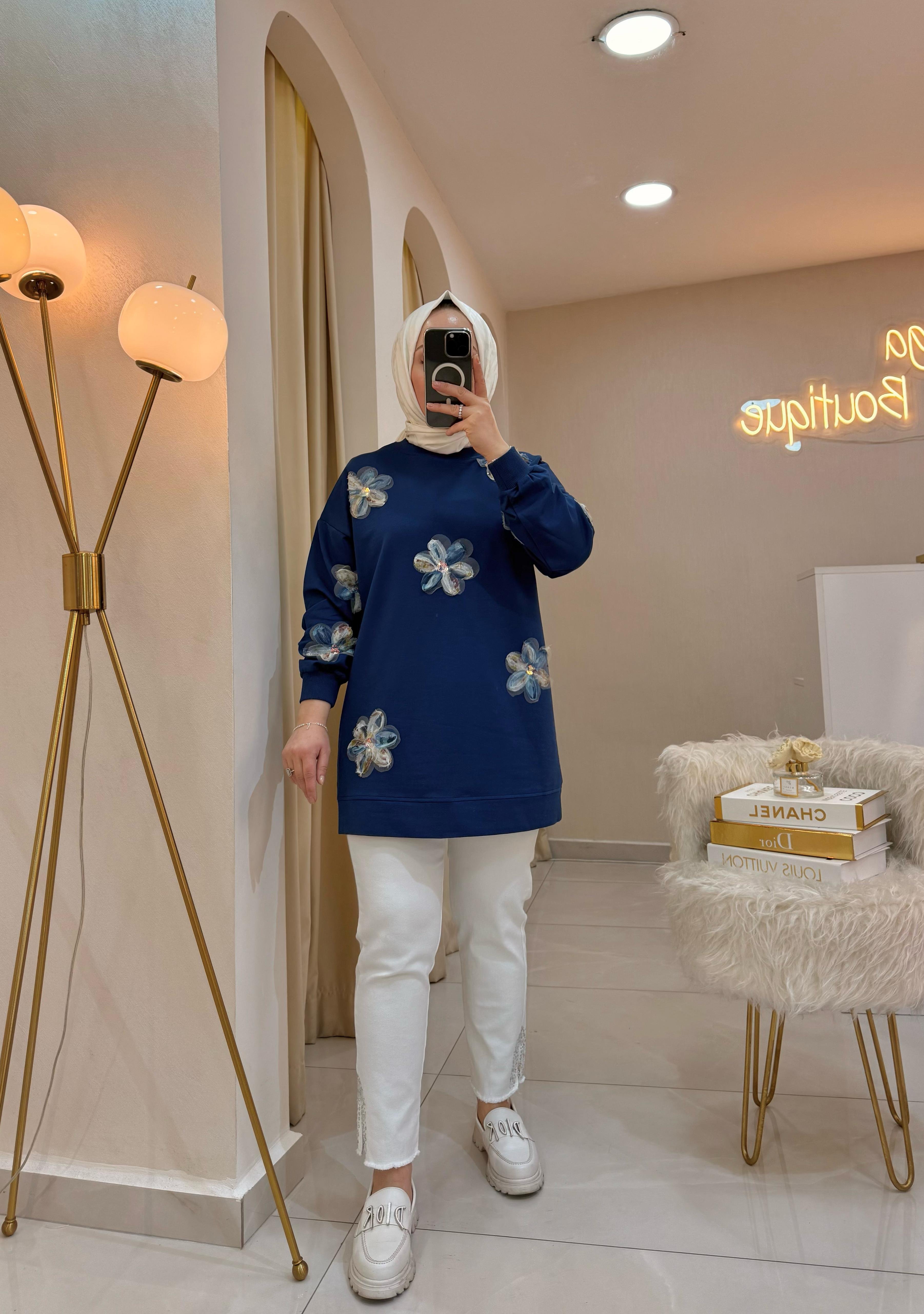 Serpme Çiçekli Sweat