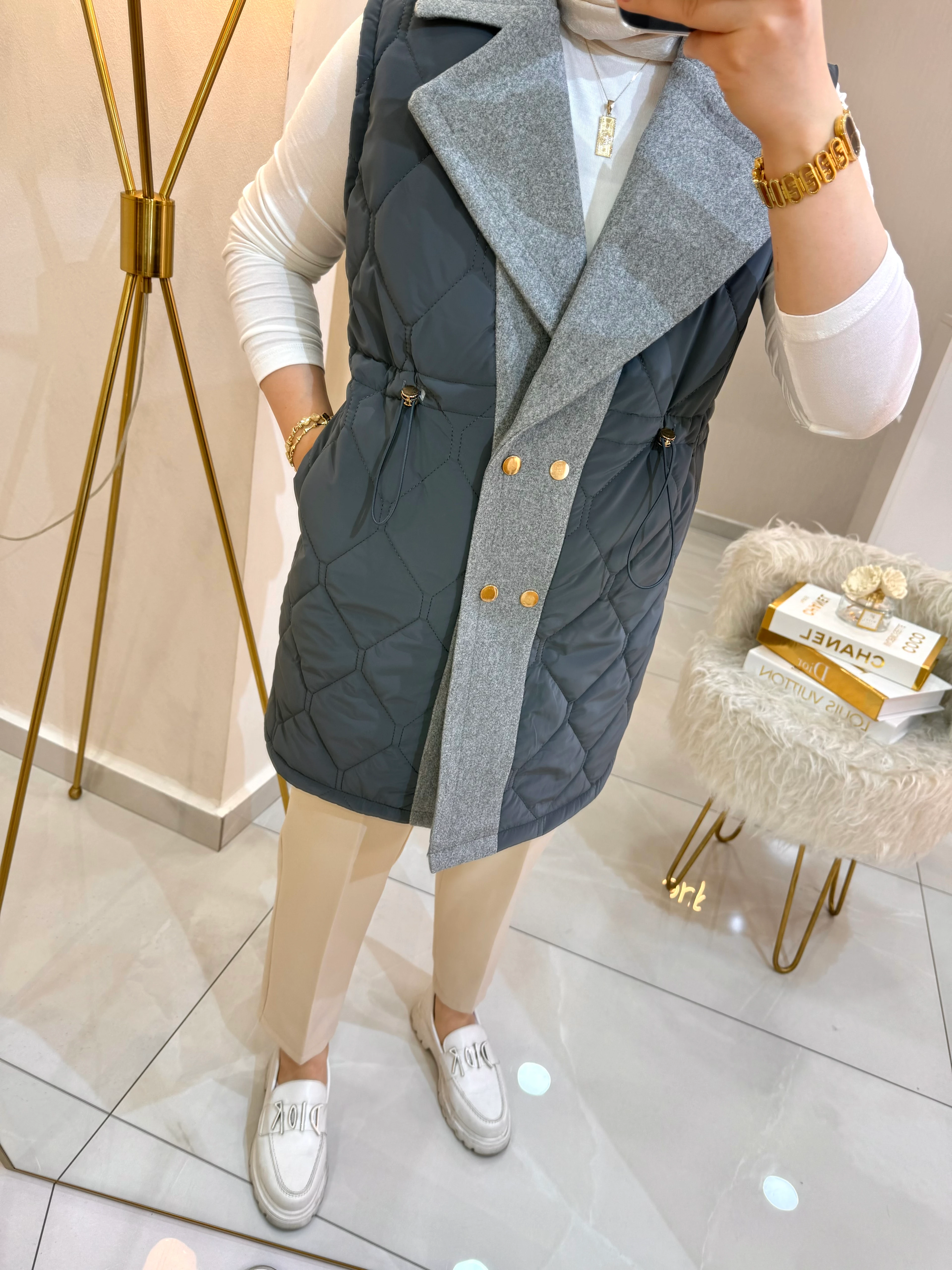 Capitone Şişme Yelek Füme