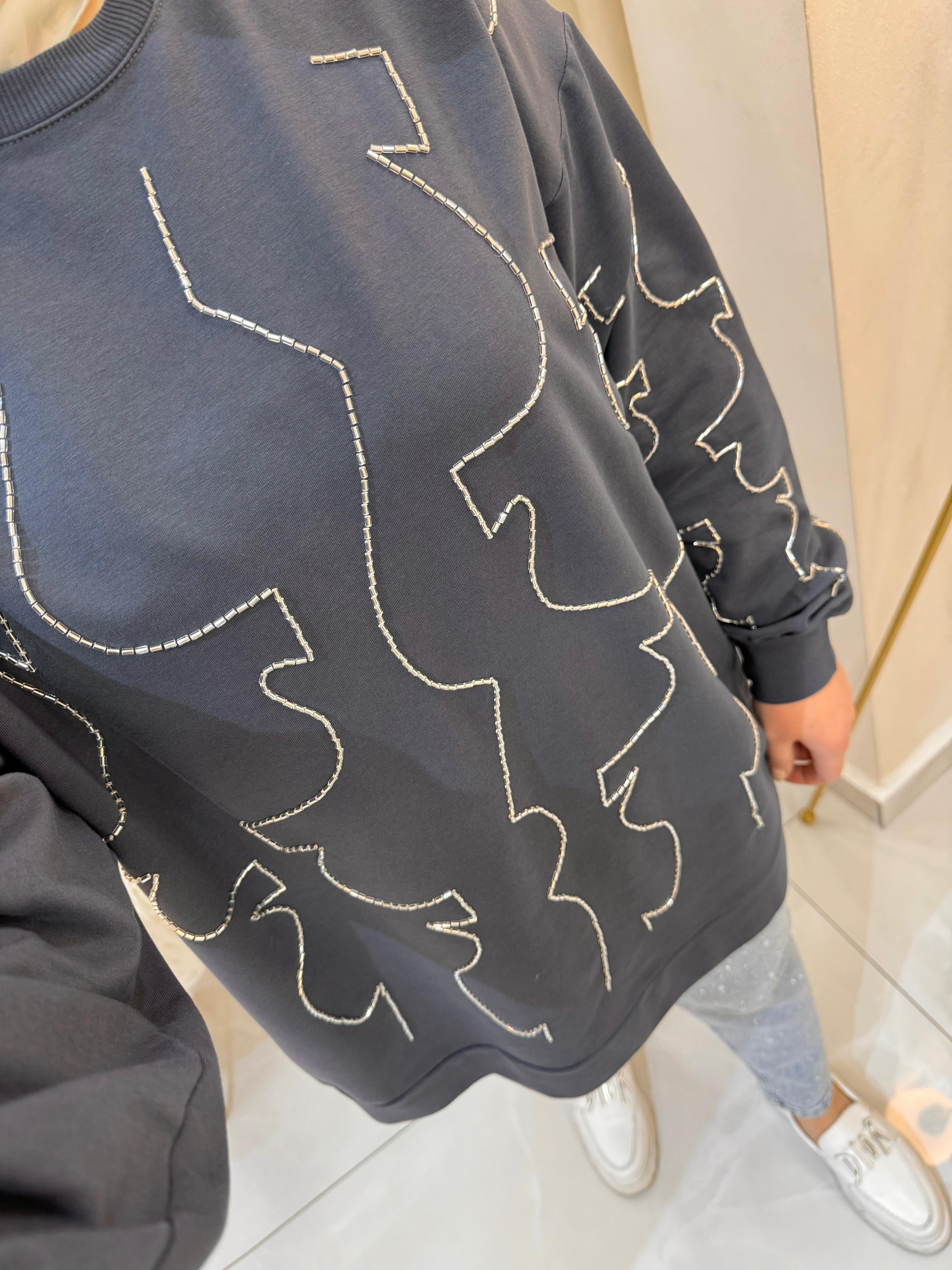 Boncuklu Sweat Füme
