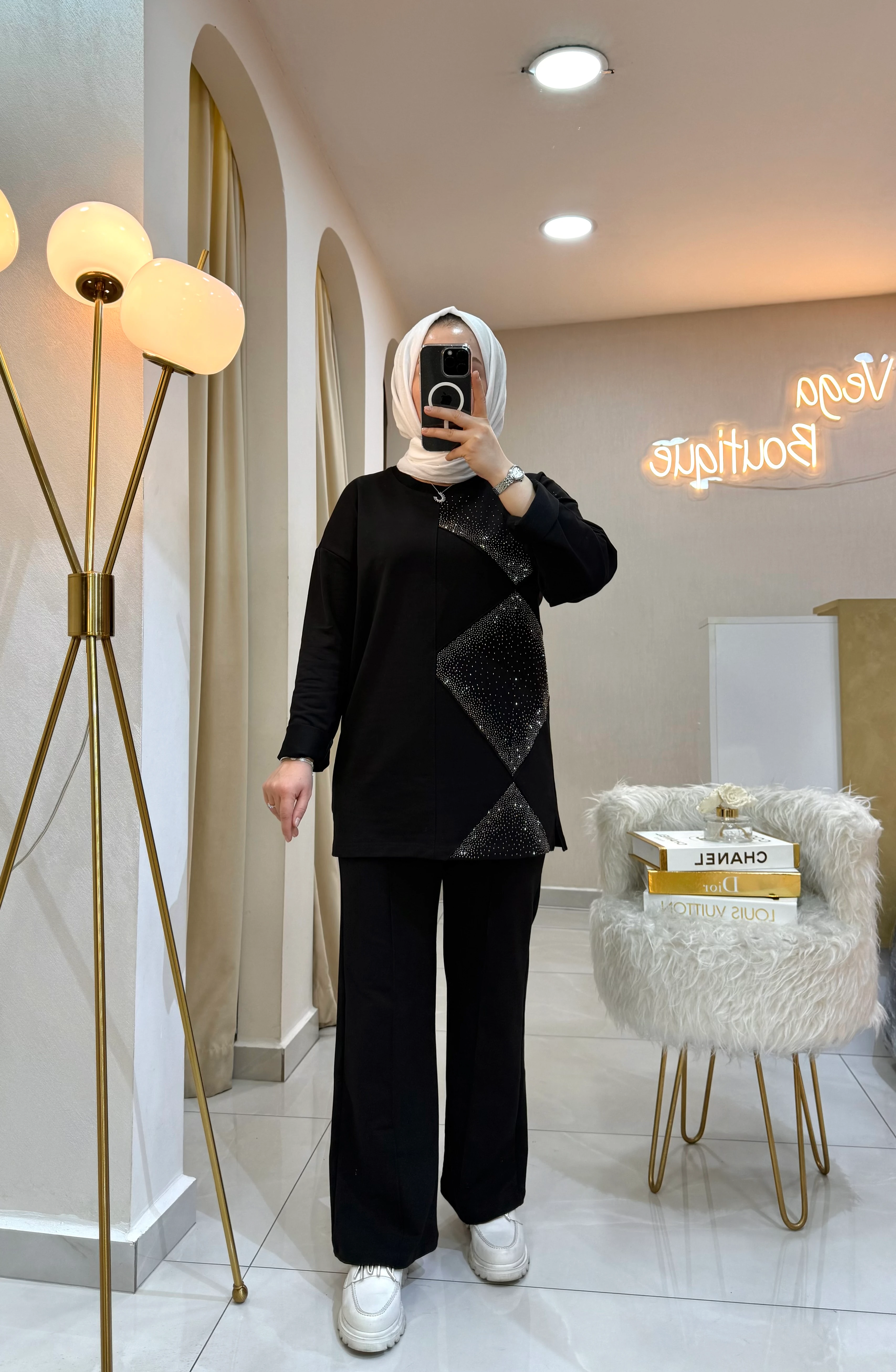 Parıltılı Takım Siyah