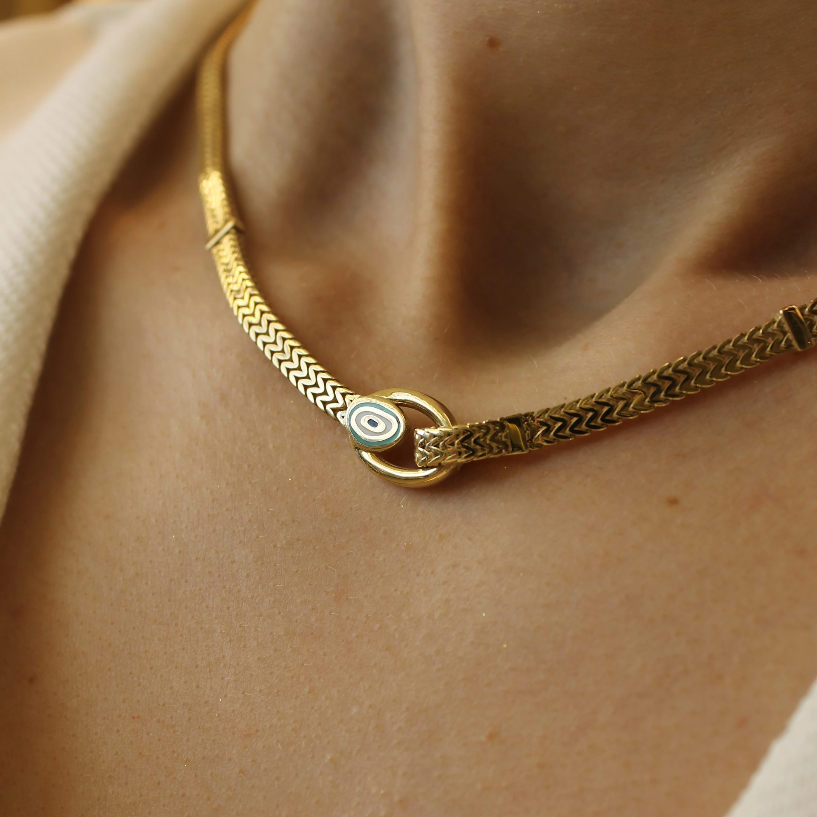 Nazar Boncuğu Detaylı Modern Hasır Kolye