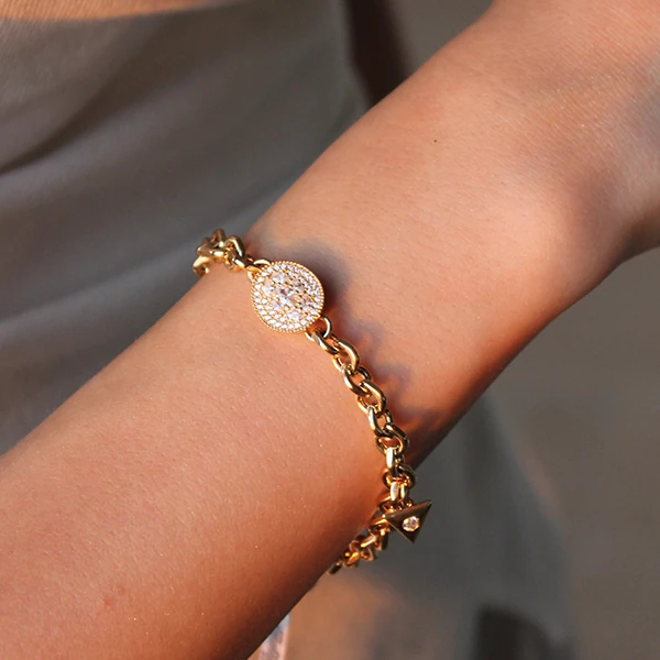 Üçgen Sallantılı Taşlı Bileklik