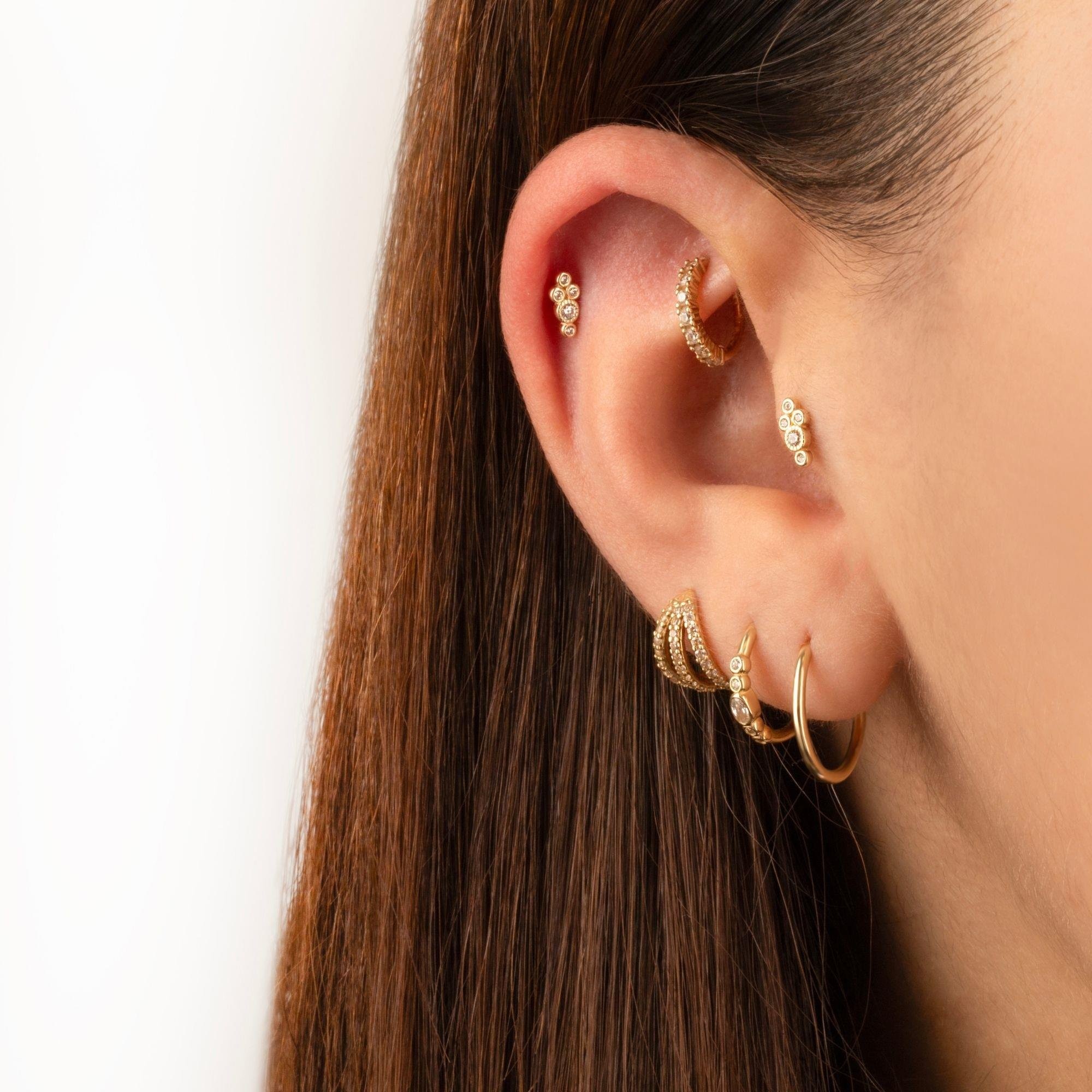 Beş Taşlı Kıkırdak/Helix/Tragus Piercing Küpe