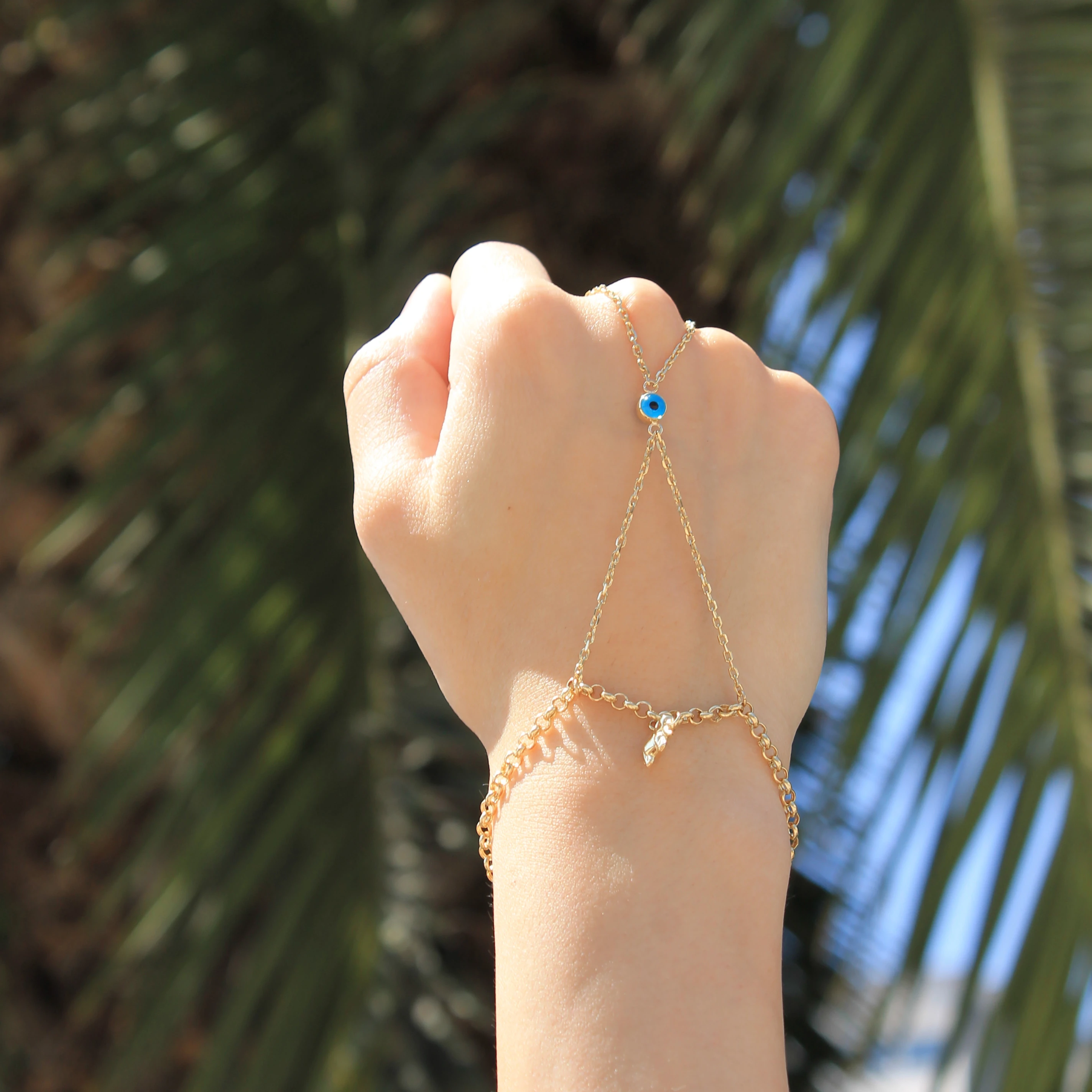 Fil ve Nazar Boncuklu Şahmeran Bileklik