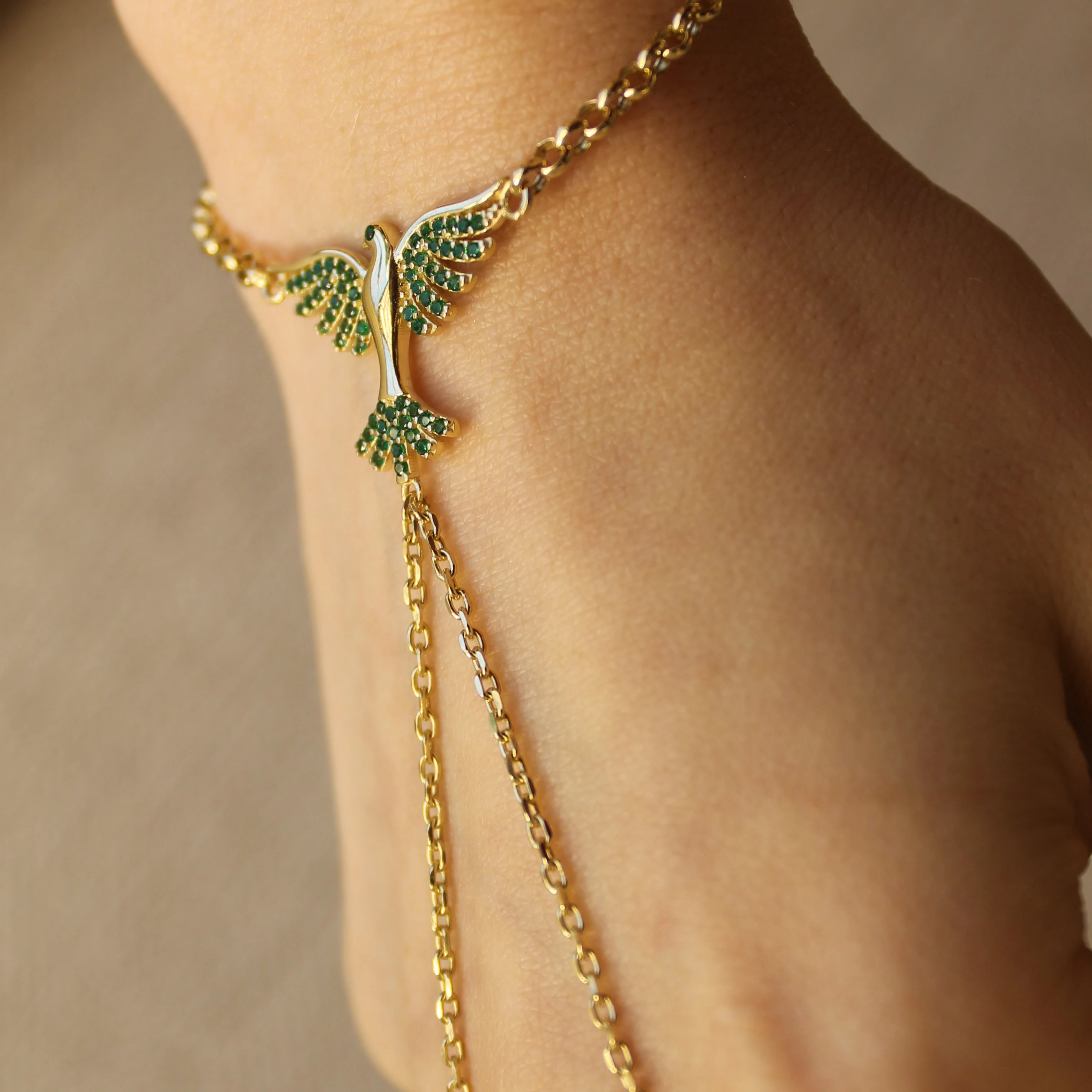 Anka Kuşu Yeşil Şahmeran Bileklik 