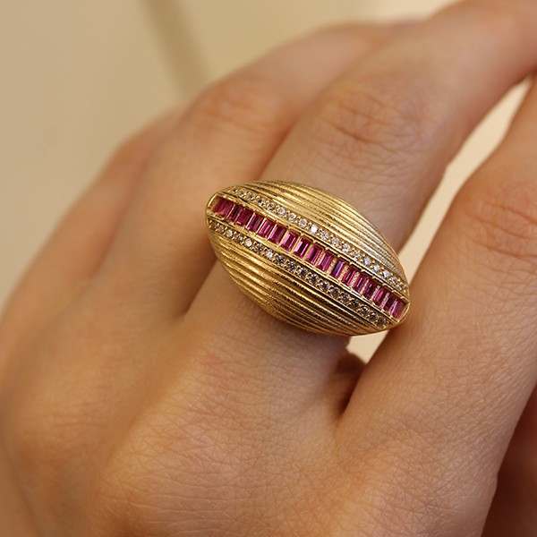 Pembe Baget Taşlı Maksimal Yüzük