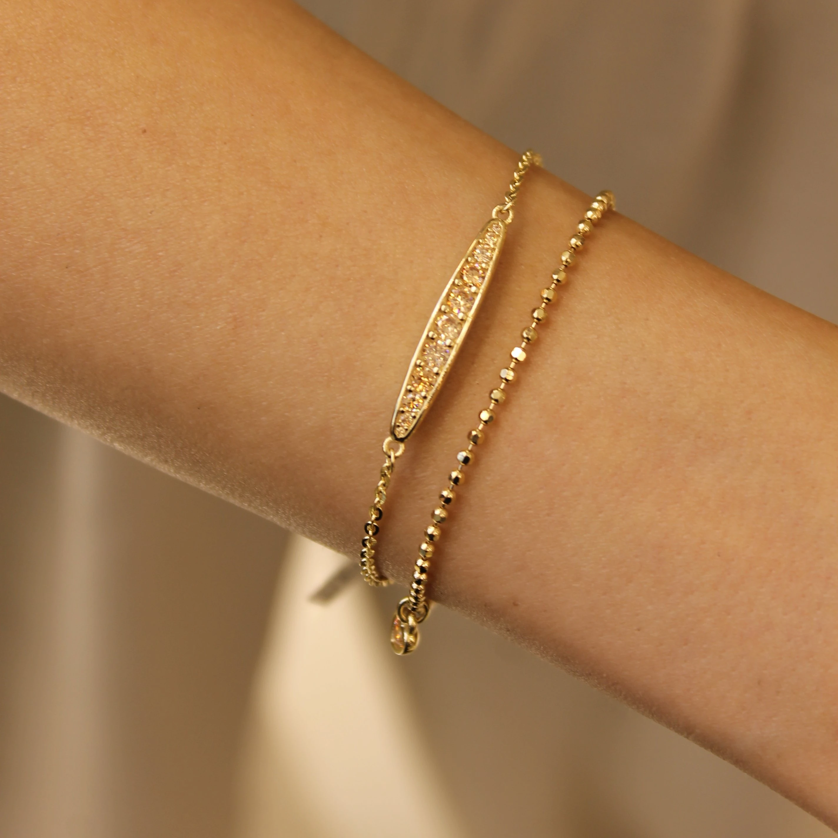 Turuncu Taşlı Çift Zincir Bileklik