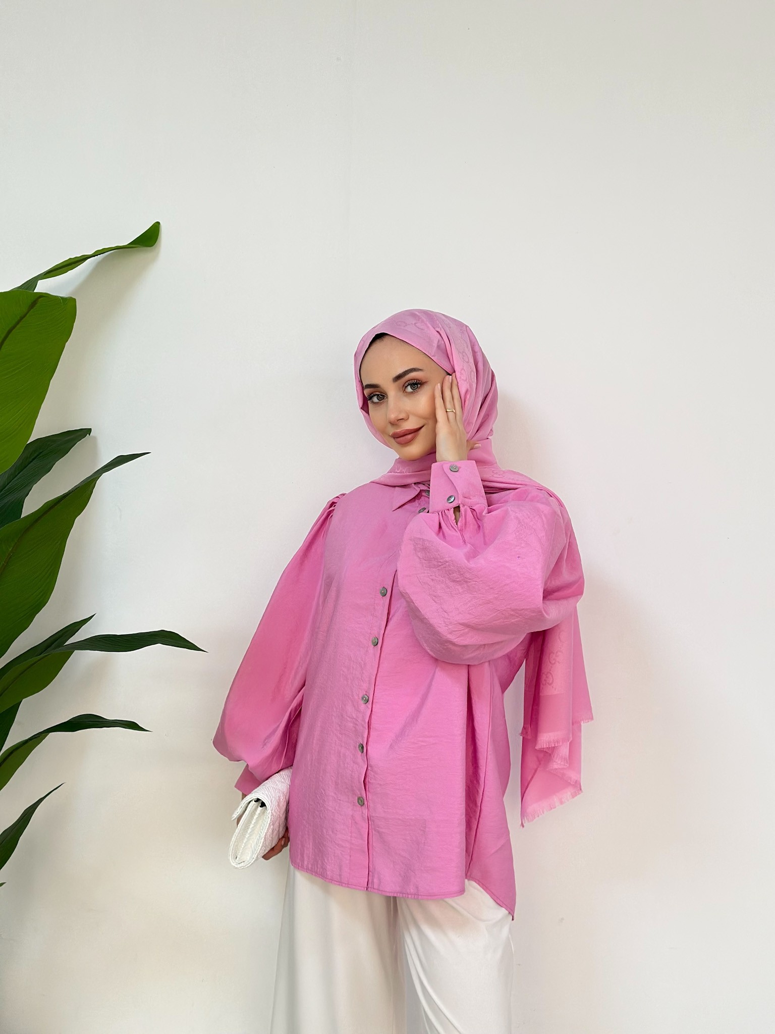 BALON KOL GÖMLEK - PEMBE