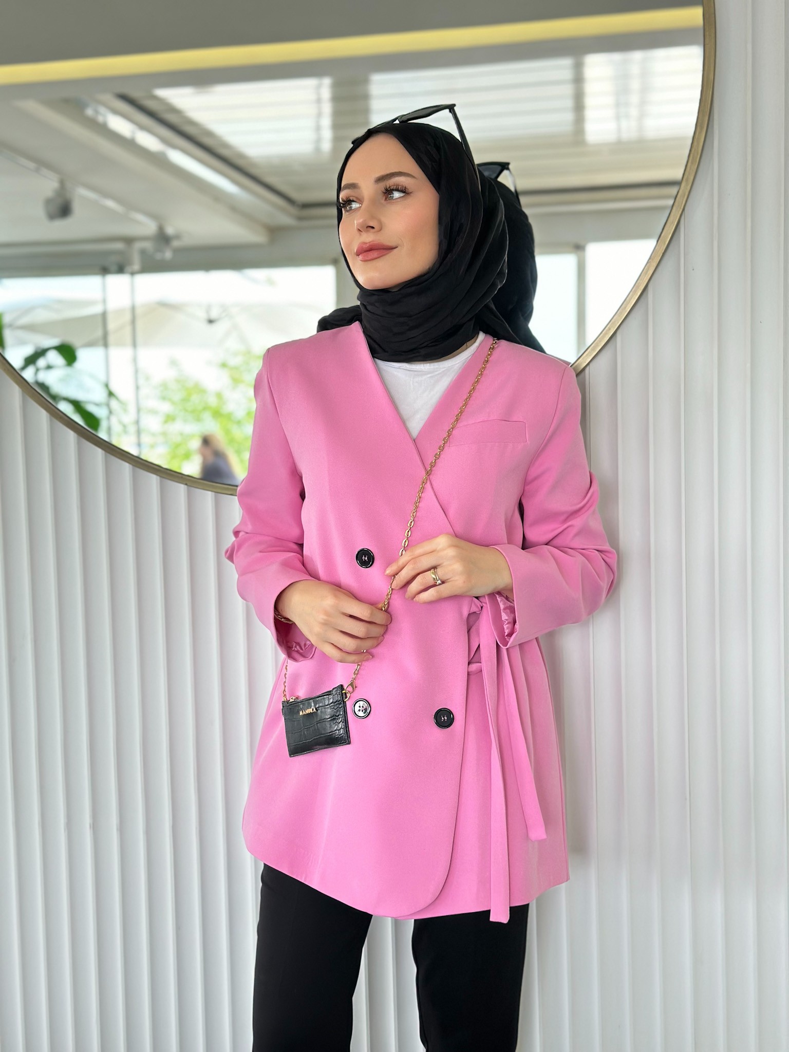 KRUVAZE YAKA BLAZER CEKET - PEMBE