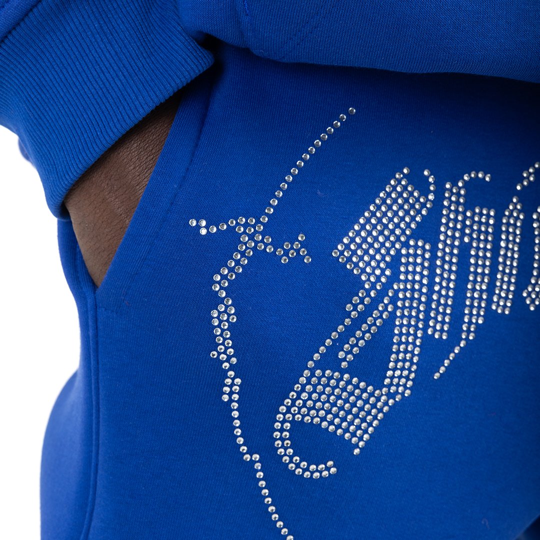 Shiny Force Darkness Blue Rhinestone Sweatpant