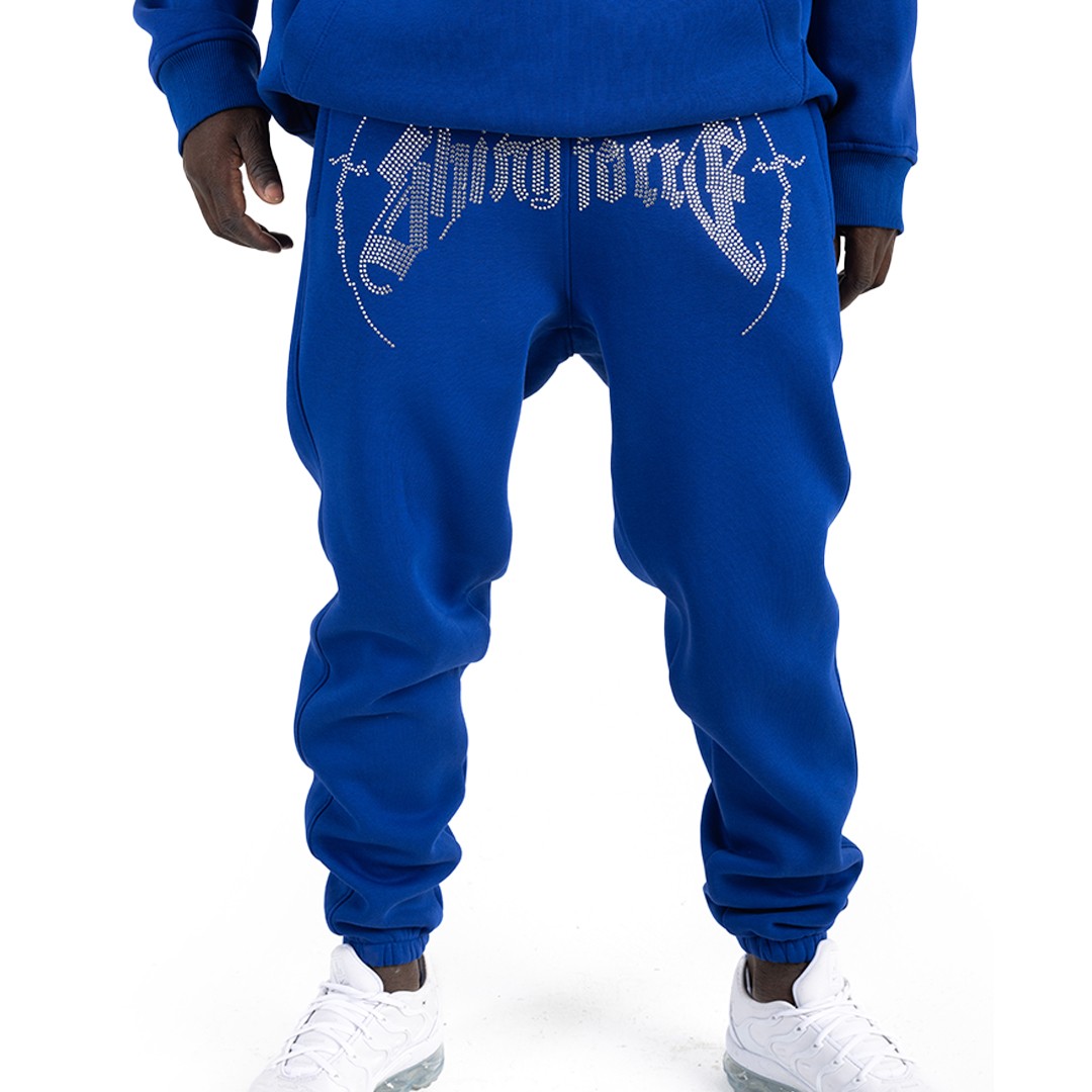 Shiny Force Darkness Blue Rhinestone Sweatpant