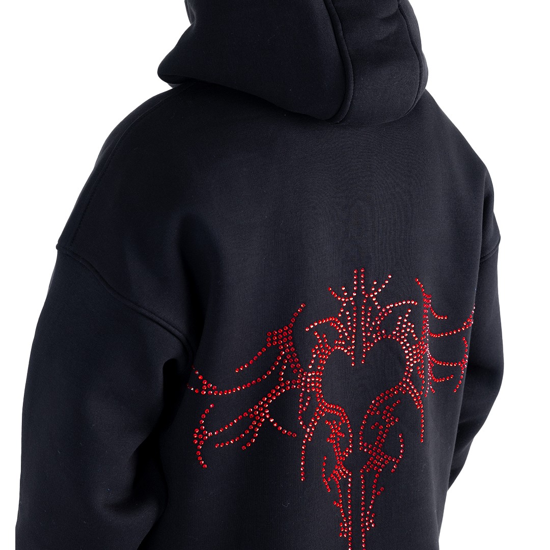 Shiny Force HELİOS Red Rhinestone Sweatshirt