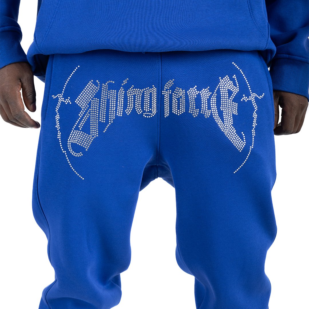 Shiny Force Darkness Blue Rhinestone Sweatpant