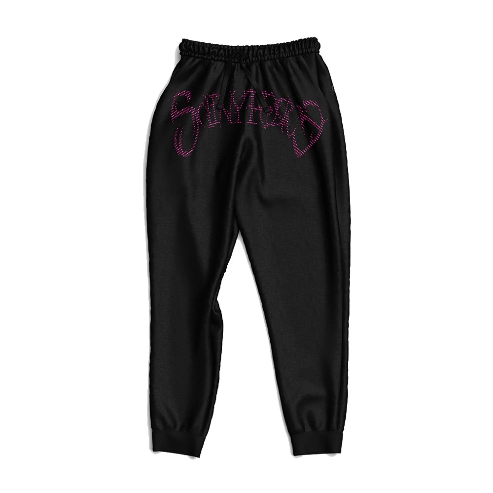 Shiny Force Eisengel Black Pink Rhinestone Sweatpant