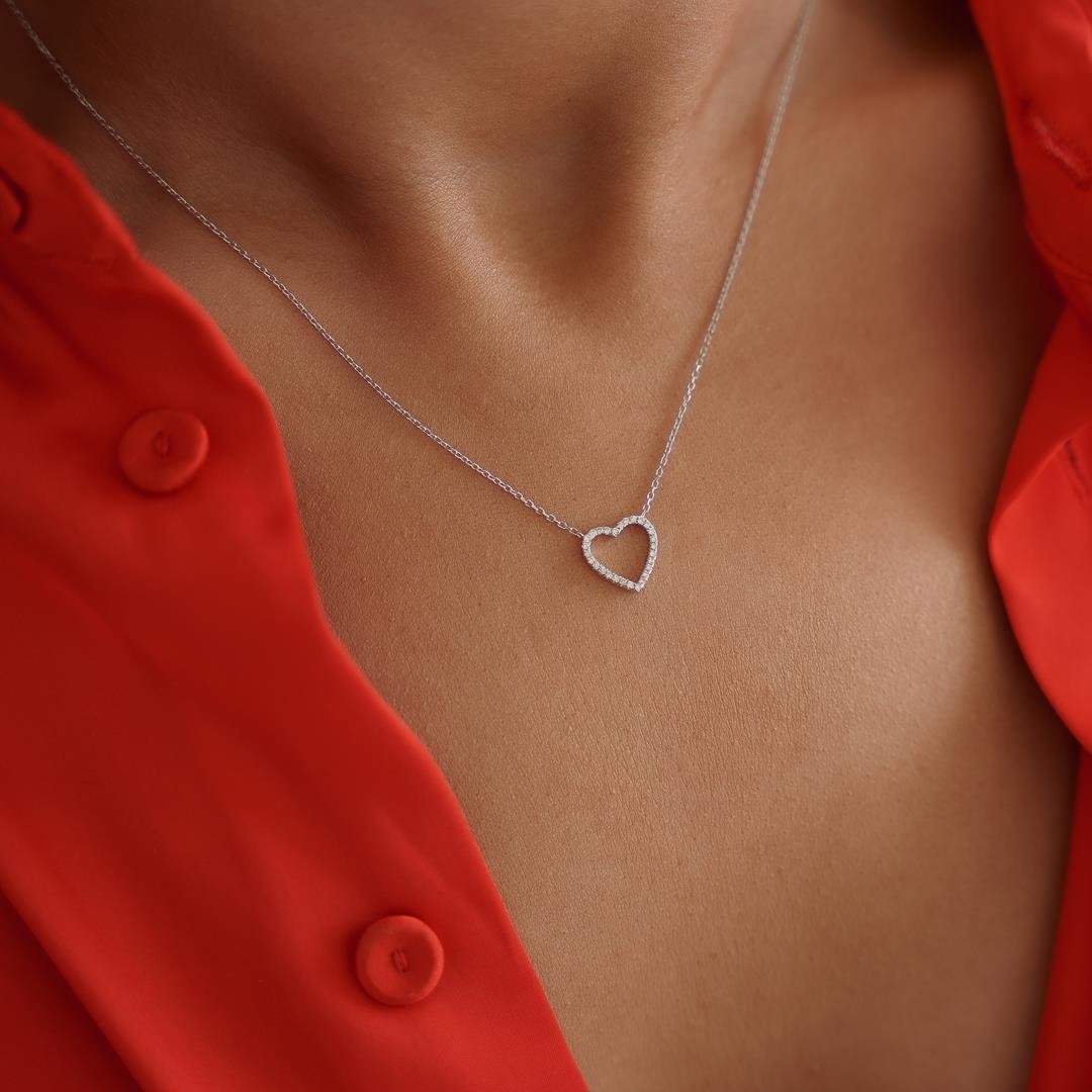0.09 Ct Pırlanta Kalp Kolye
