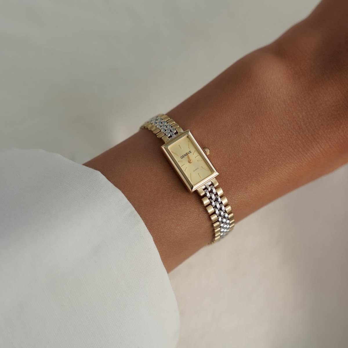 Geneve Minimal Retro Kordon Altın Kadın Saati