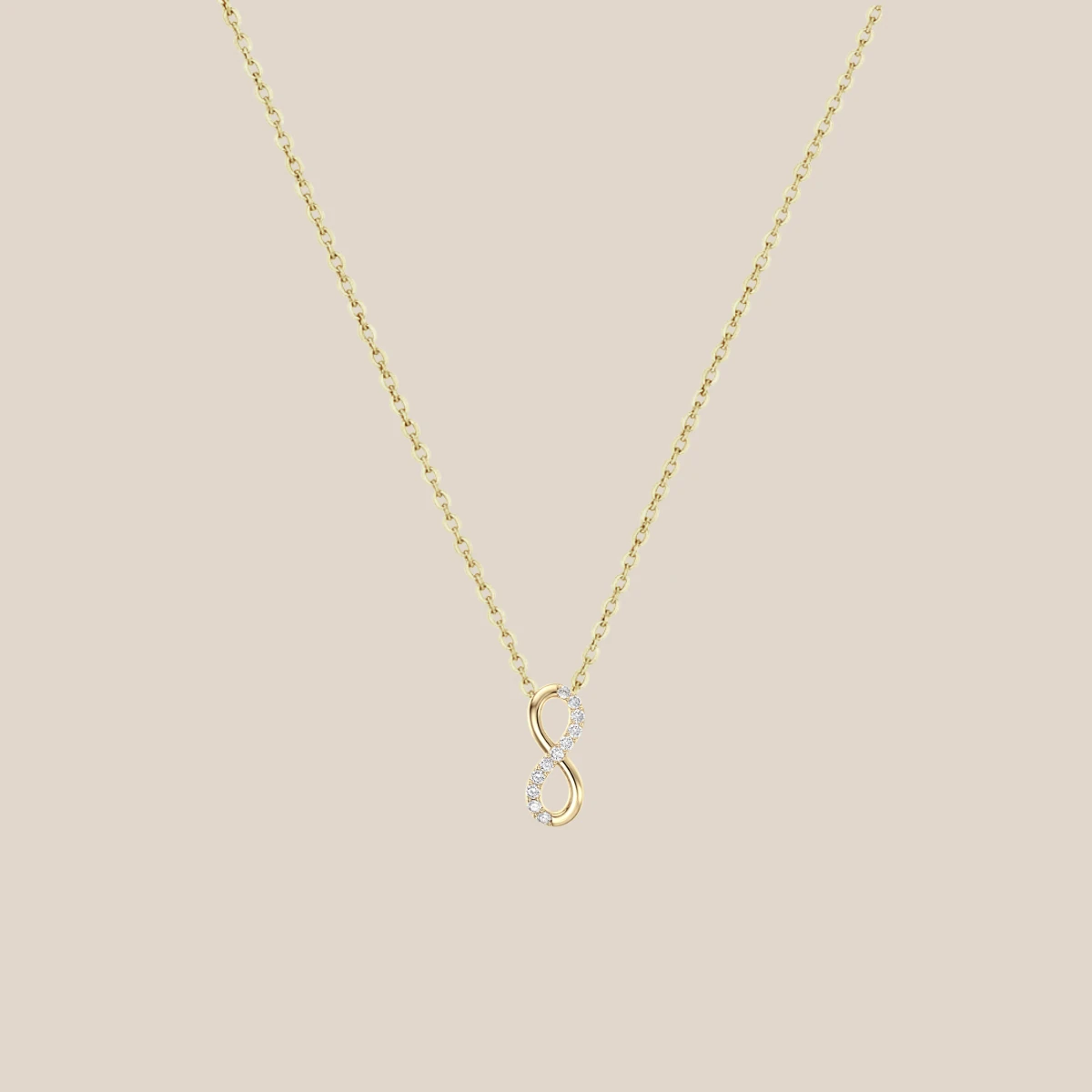Taşlı Sonsuzluk Altın Kolye