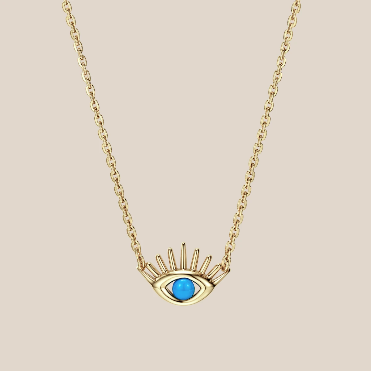 Firuzeli Göz Altın Kolye