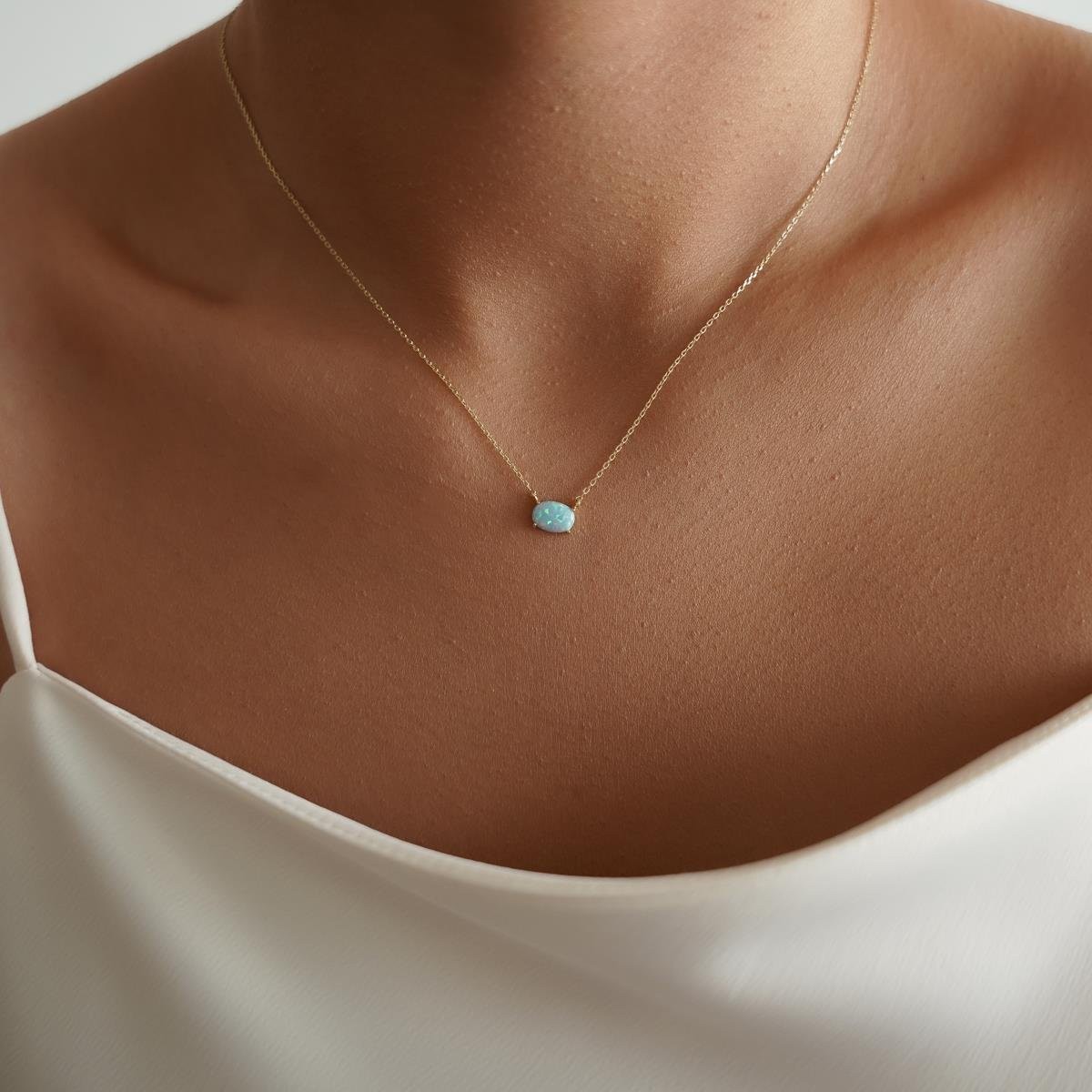 Minimal Opal Altın Kolye