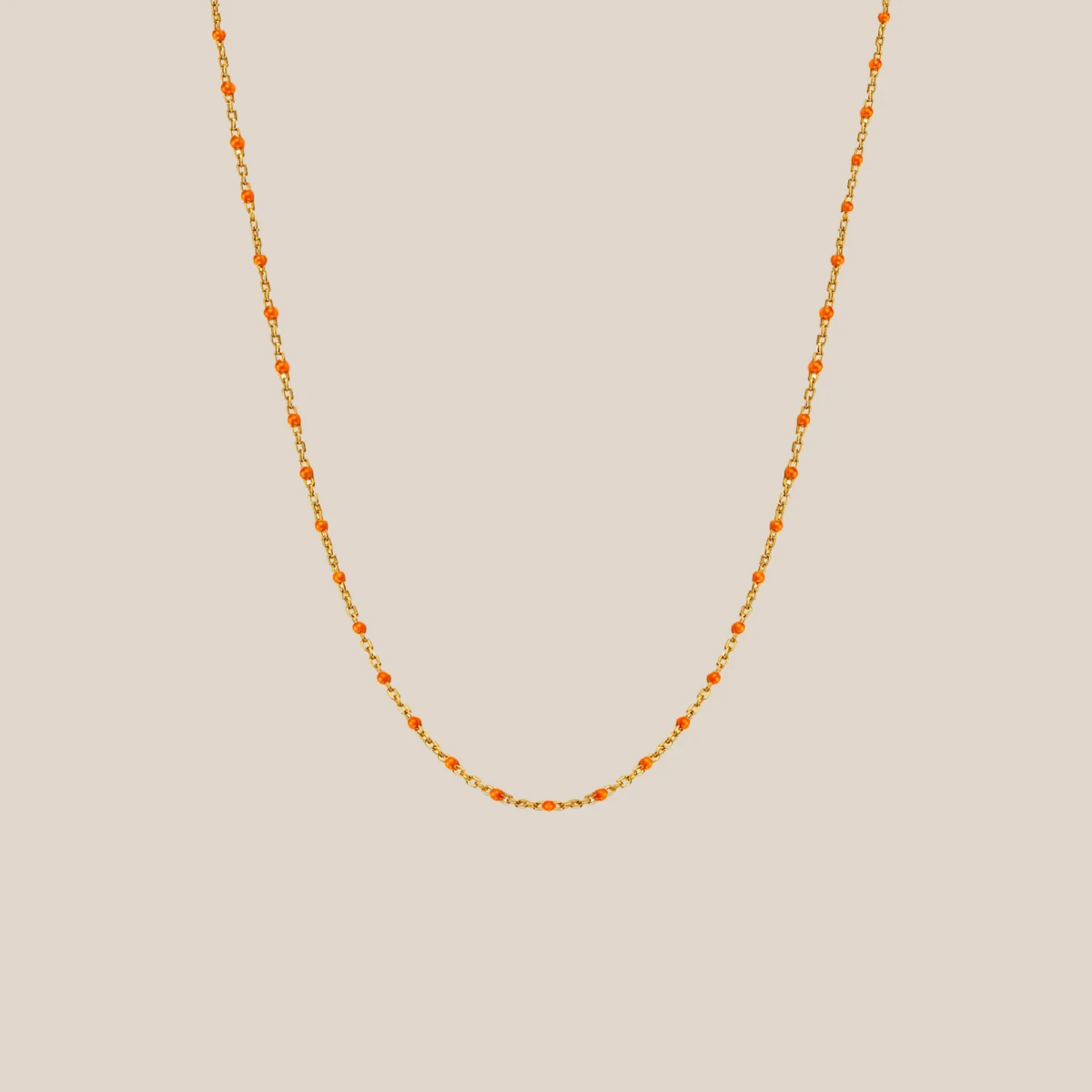 Minimal Turuncu Mineli Altın Kolye