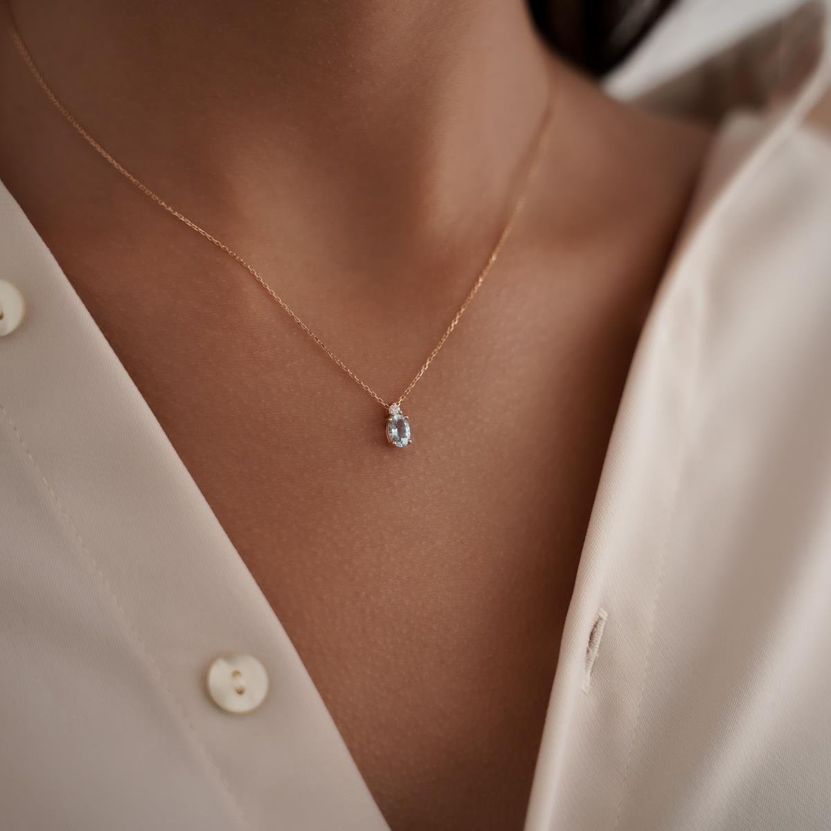 Aquamarine Pırlanta Kolye