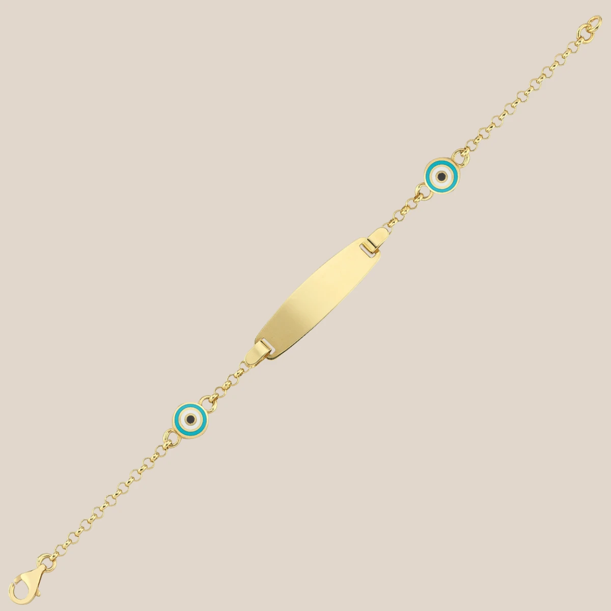 Mineli Nazar Boncuklu Altın Çocuk Künyesi